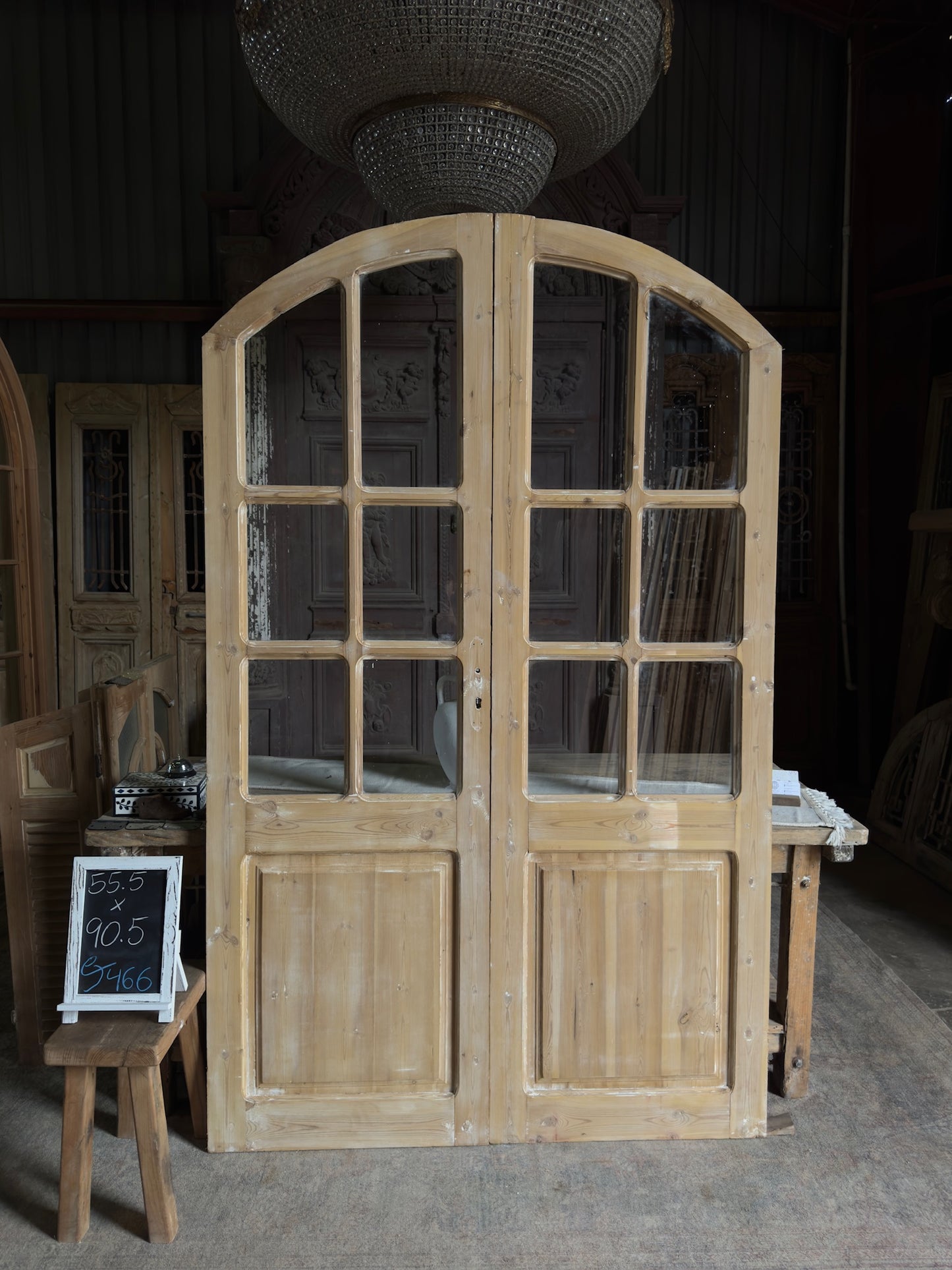 Arched Antique French Glass Doors - 55.5x90.5 J466