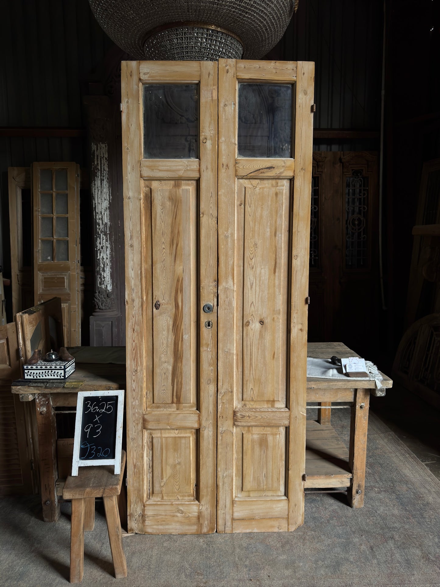 European Antique Glass French Doors - 36.25x93 J320