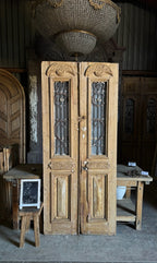 Antique Iron French Double Doors - 38x88 - L286