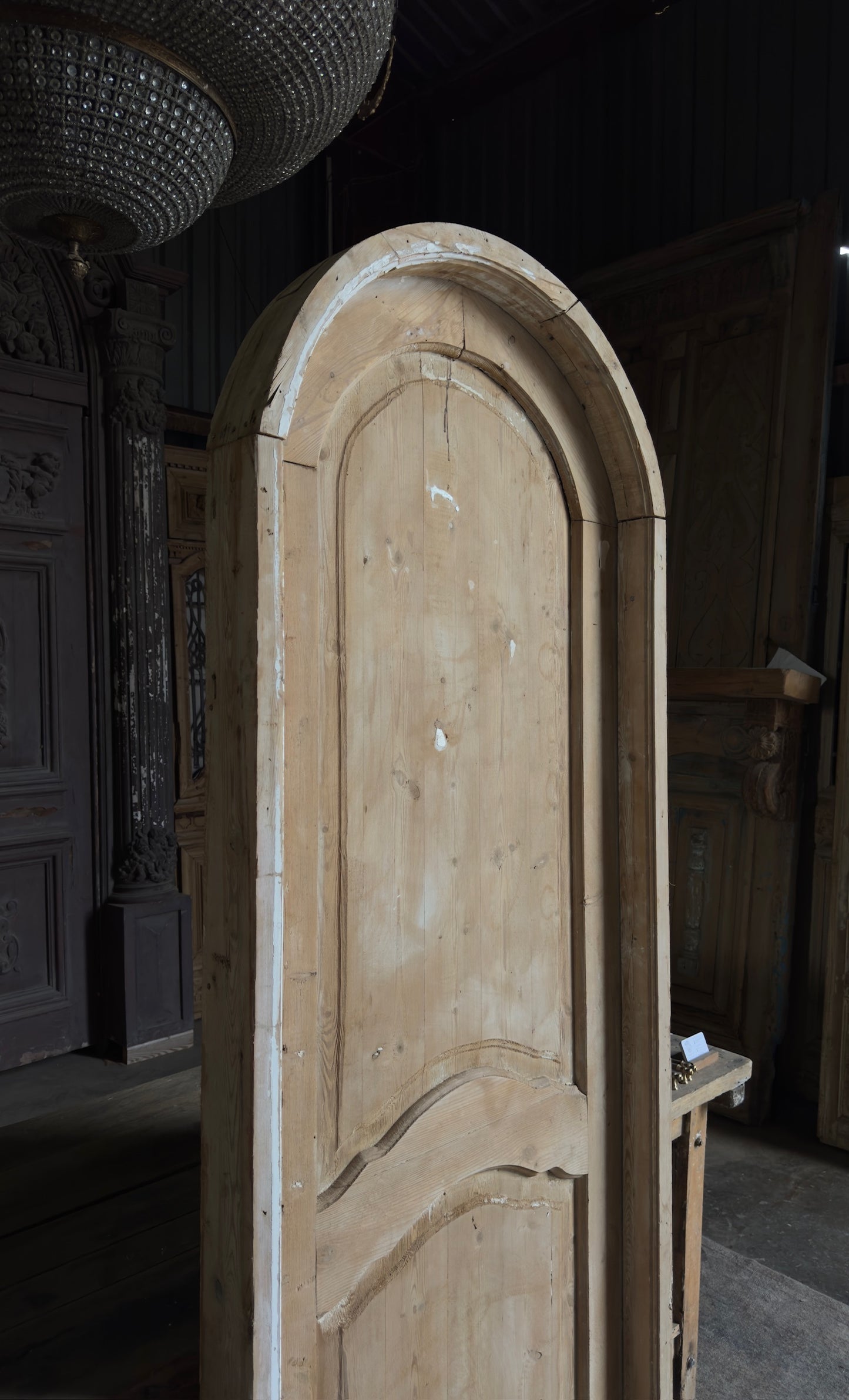 2 Panel Antique Arched Solid Single Door - 32.25x87.5 - L138