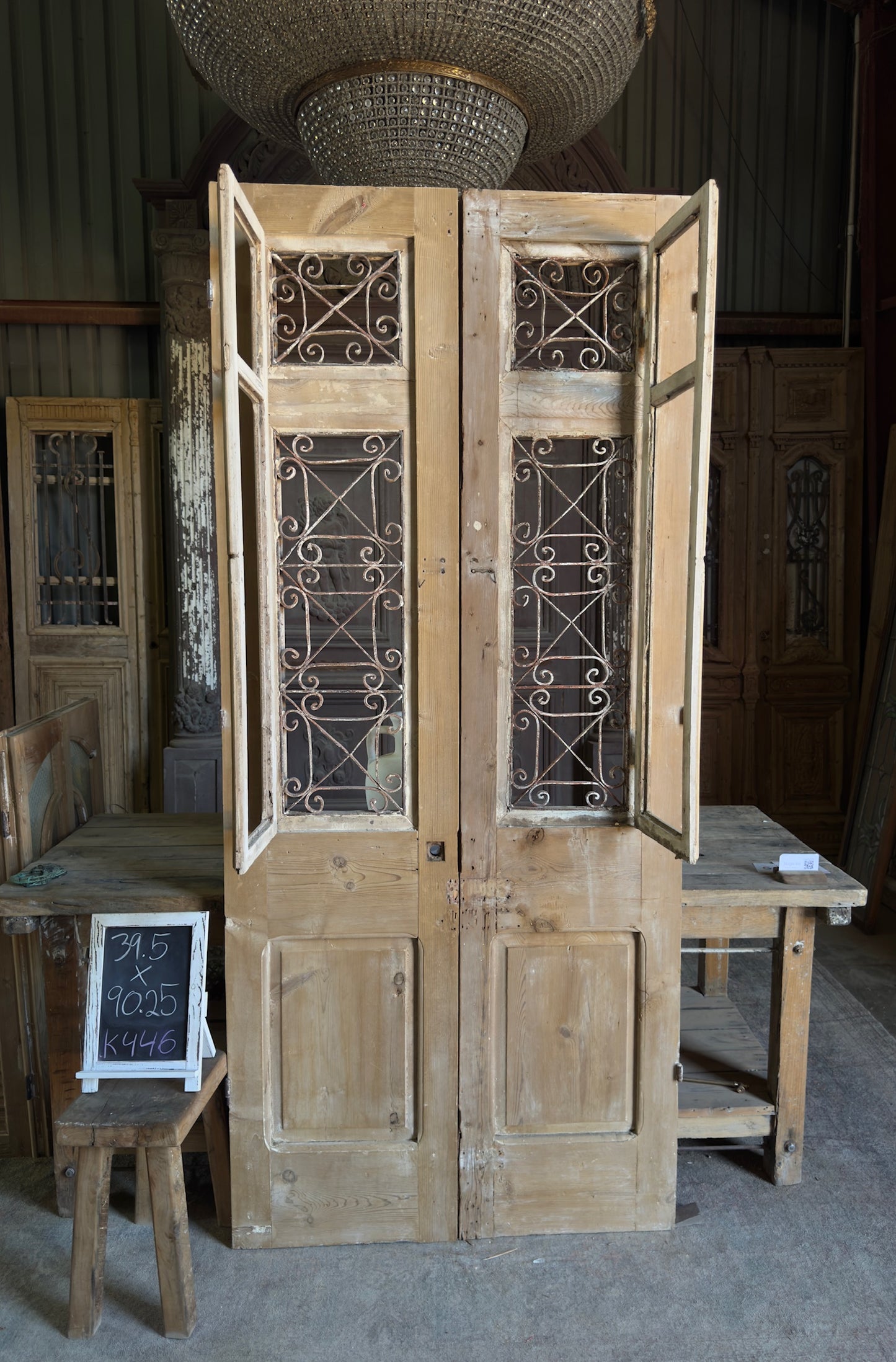 Stately Antique Iron French Doors - 39.5x90.25 K446