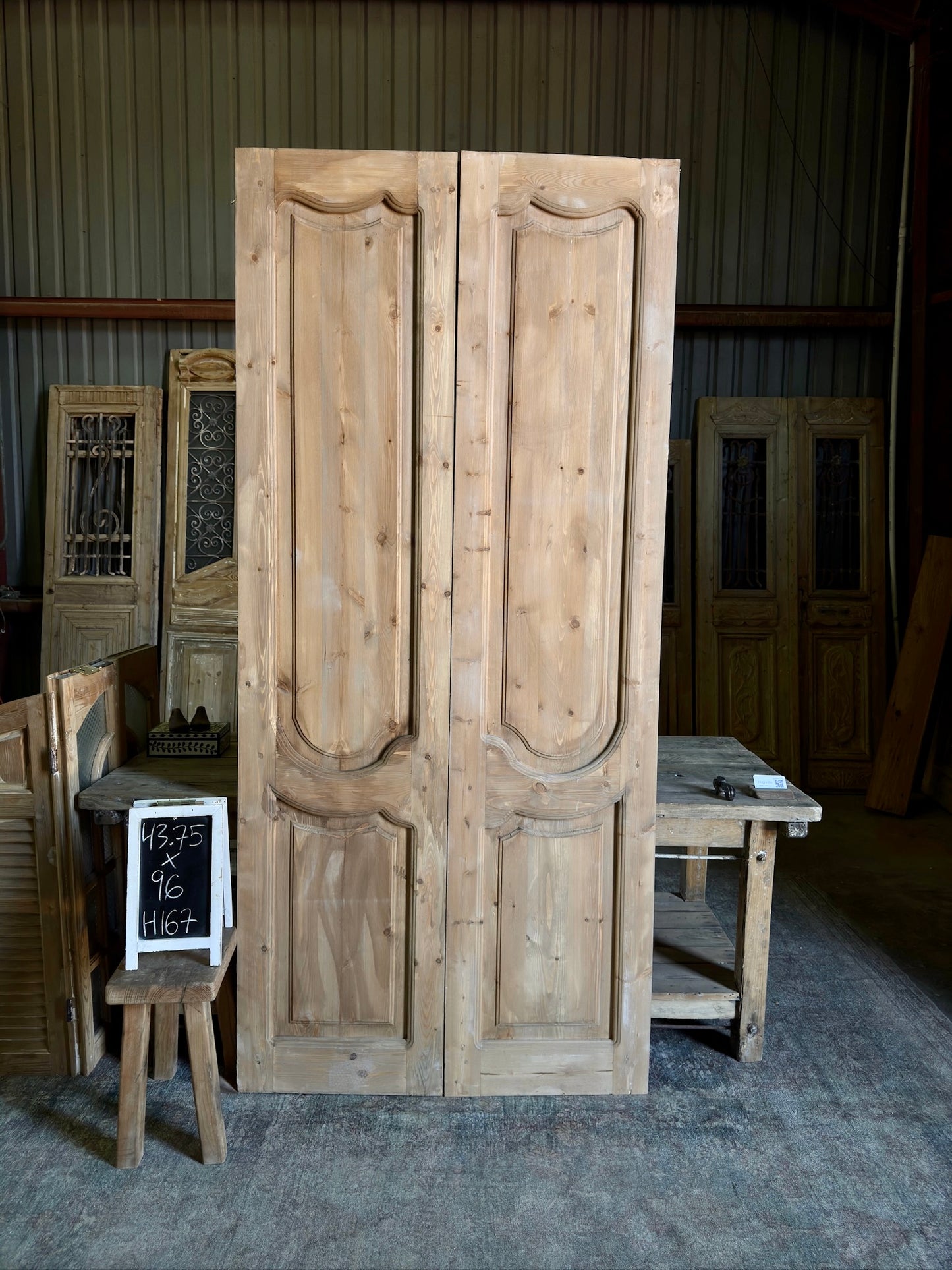 (Pierre) Handcrafted Solid Wood French Doors - 43.75x96 H167