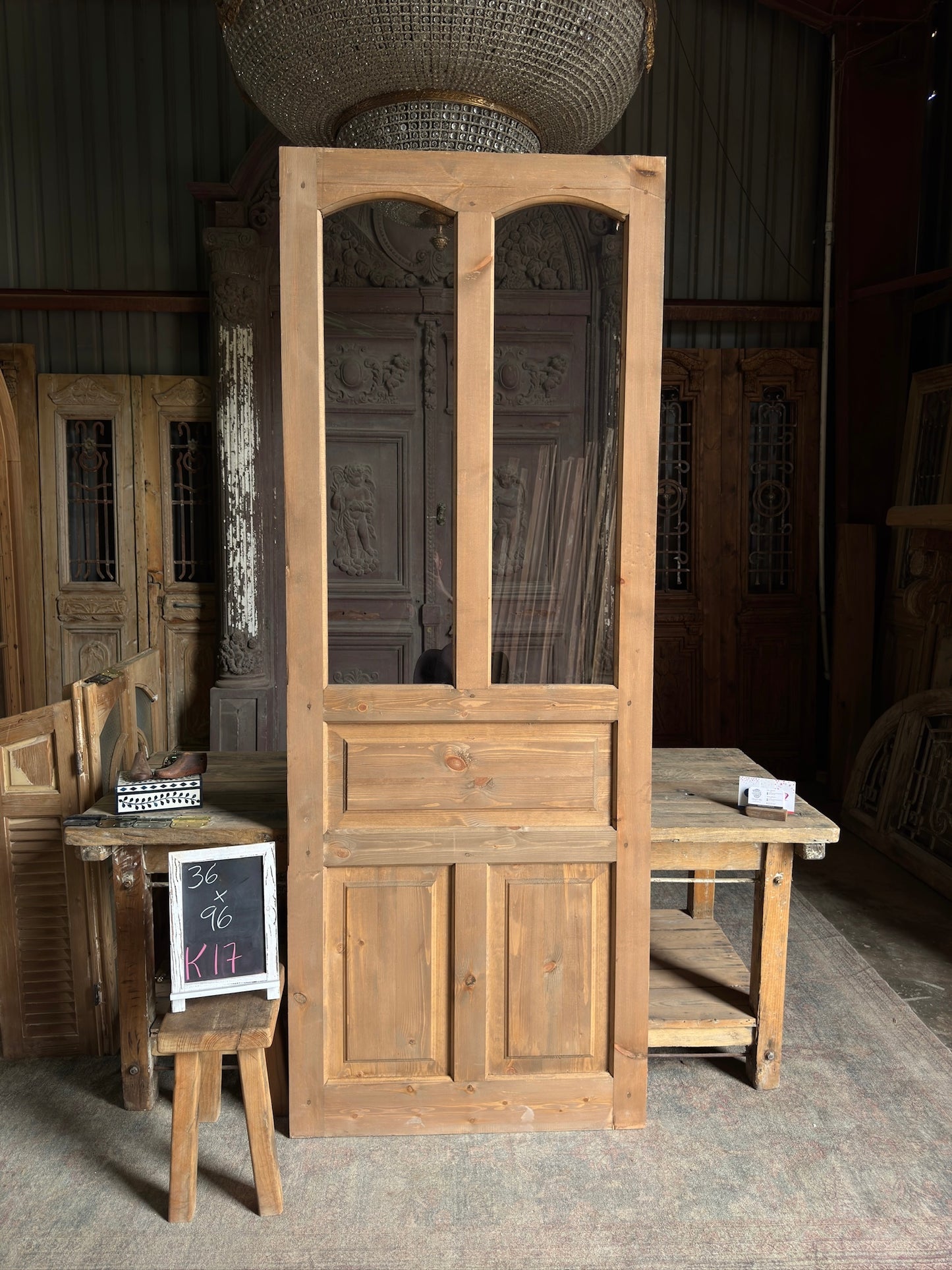 Handcrafted 2 Lite Arched Glass Door - 36x96 K17