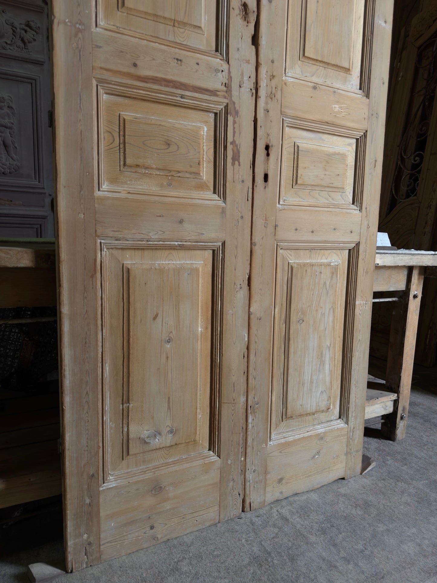 3 Panel Antique Solid French Doors - 39.25x88.25 J397