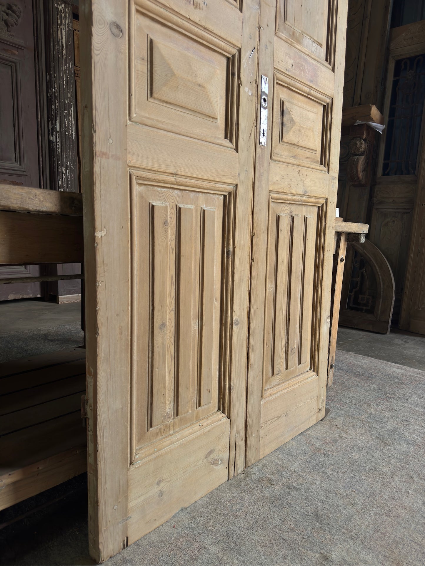 Unique 3 Panel Antique Solid French Doors - 39.5x101.25 K227