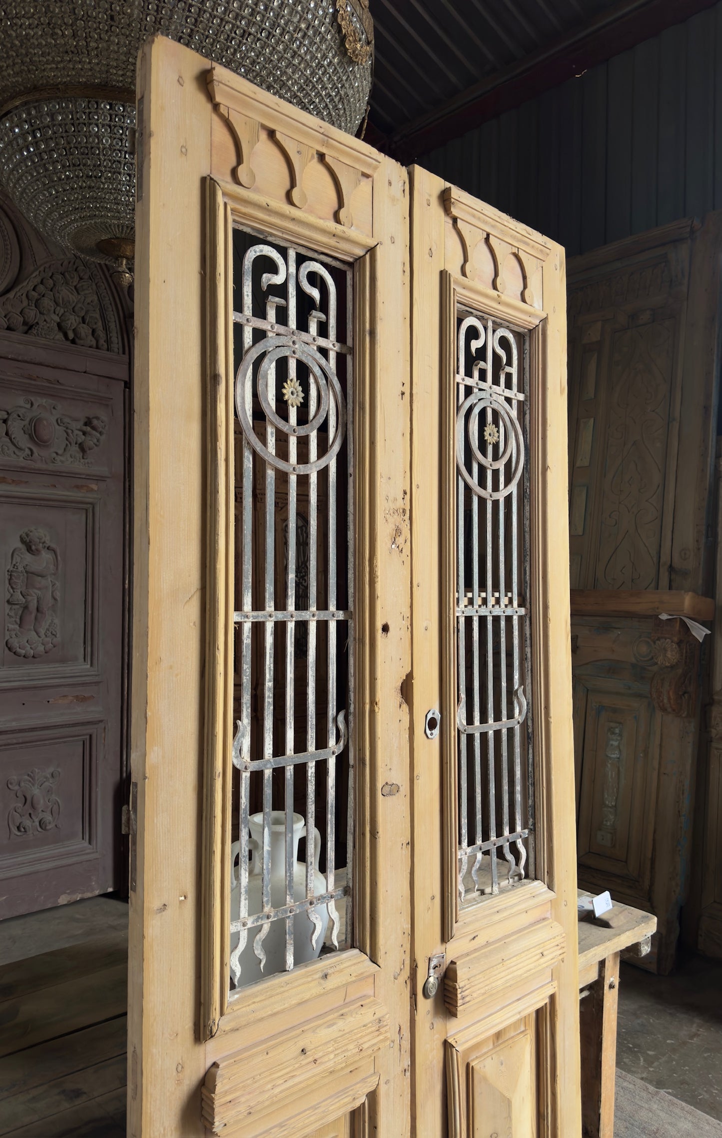 19th Century Antique Iron French Doors - 43x97.5 K480