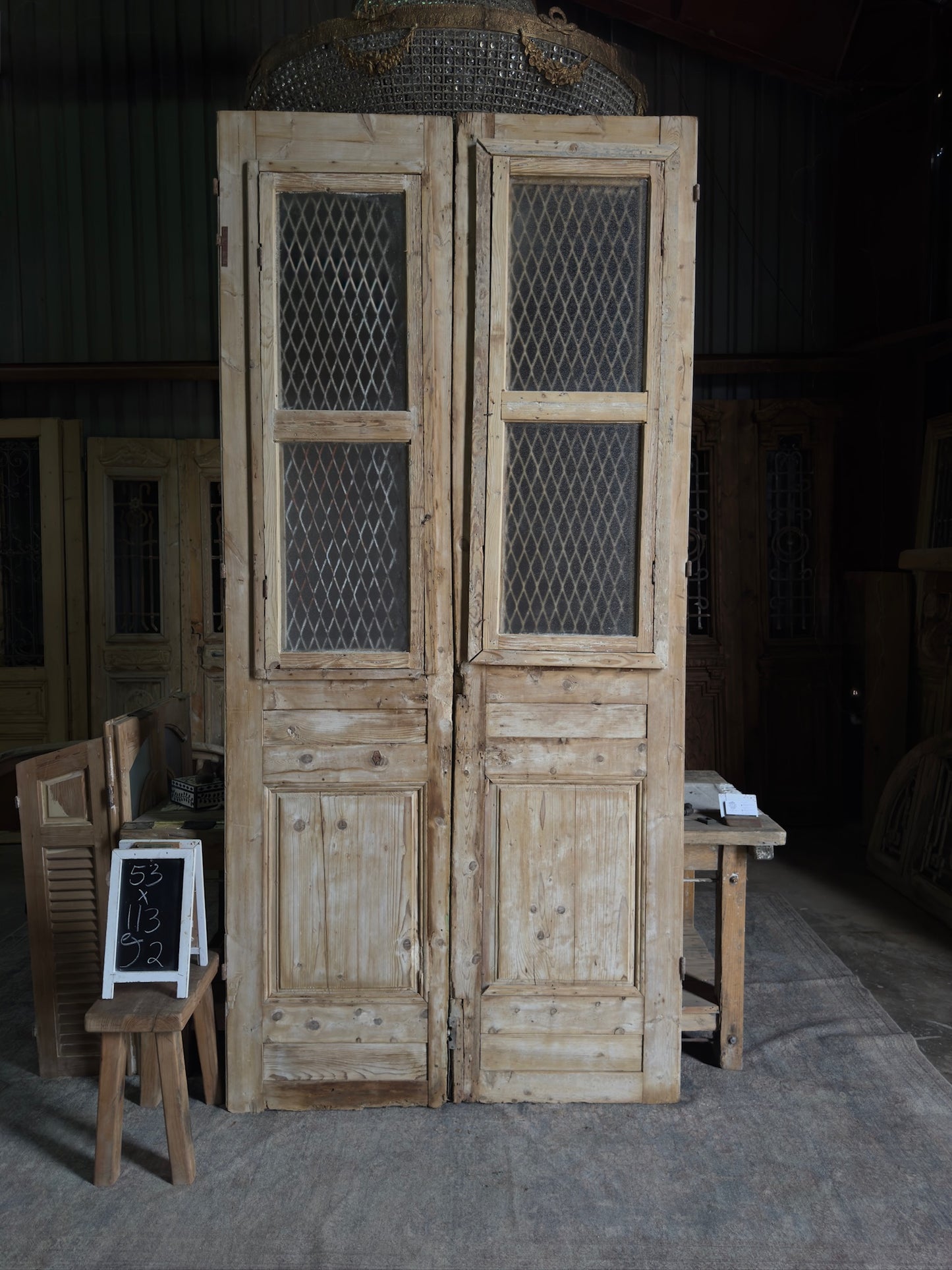 Tall Antique Iron French Doors - 53x113 J2