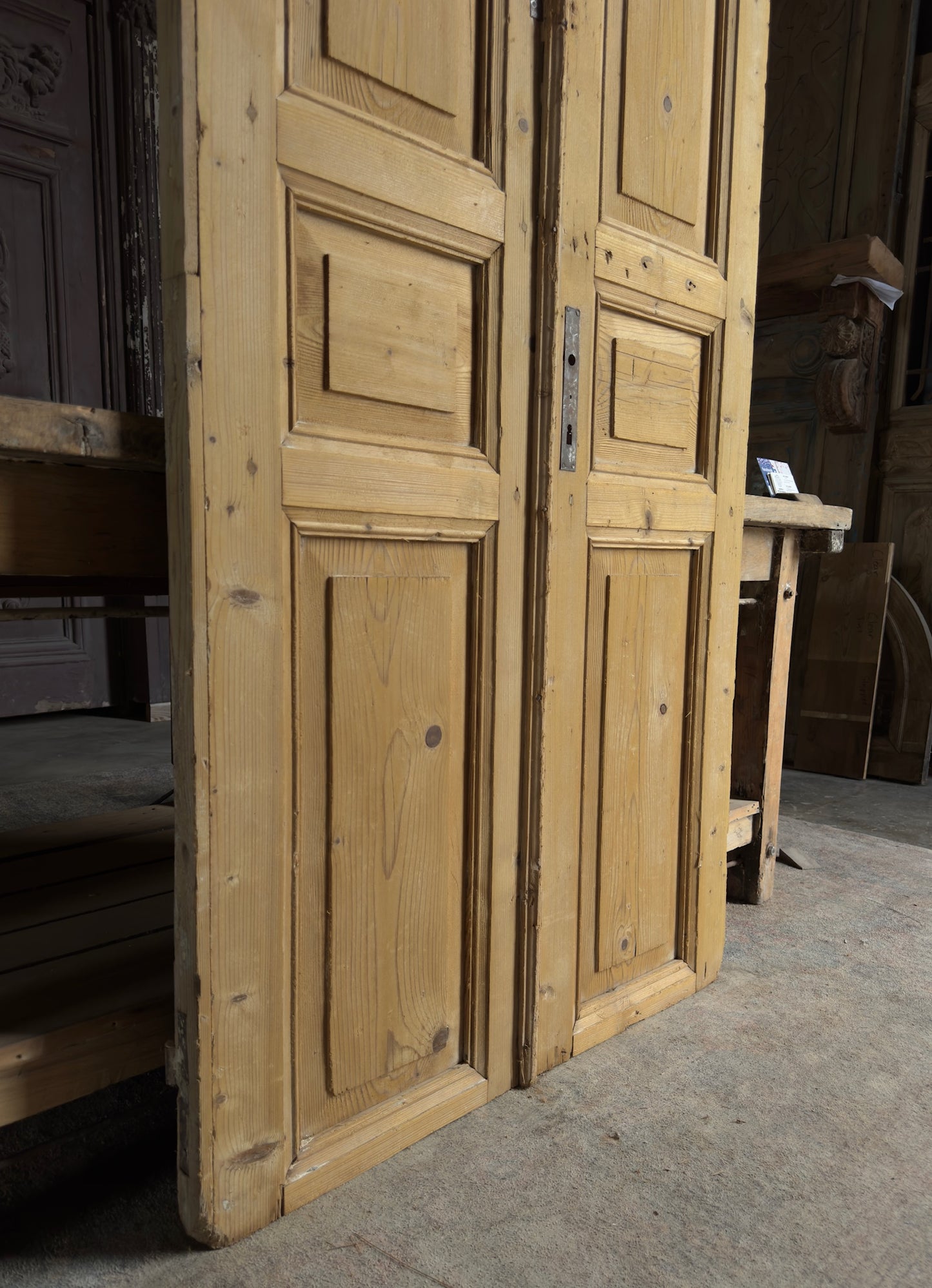 3 Panel Antique Solid French Doors - 36x91.5 K339