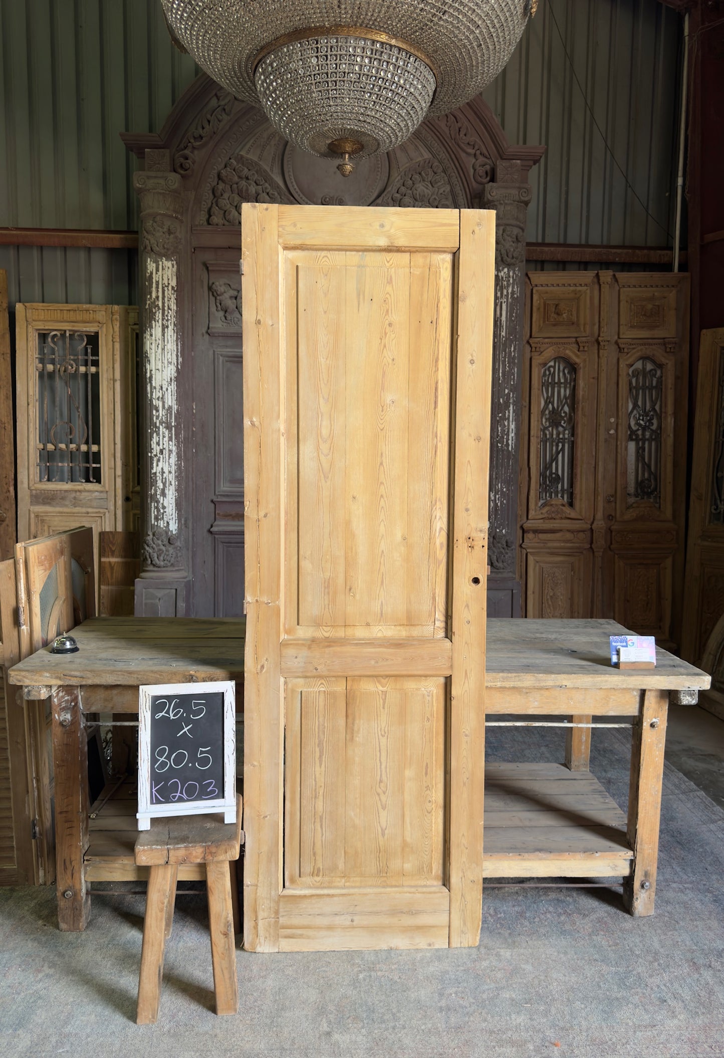 2 Panel Single Solid Antique Door - 26.5x80.5 K203