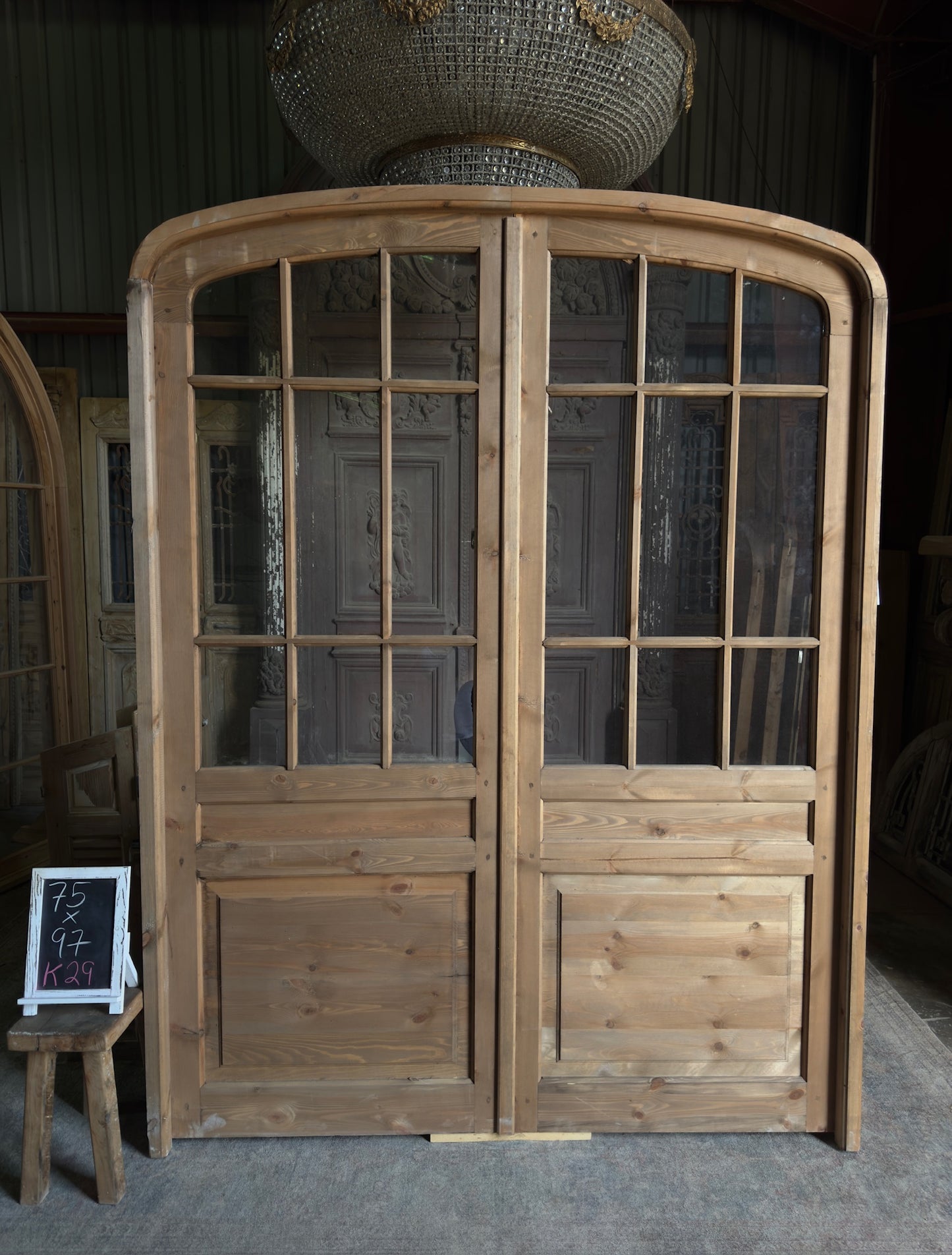 Handcrafted Eyebrow Arch Glass French Door Unit - 72x96 K29
