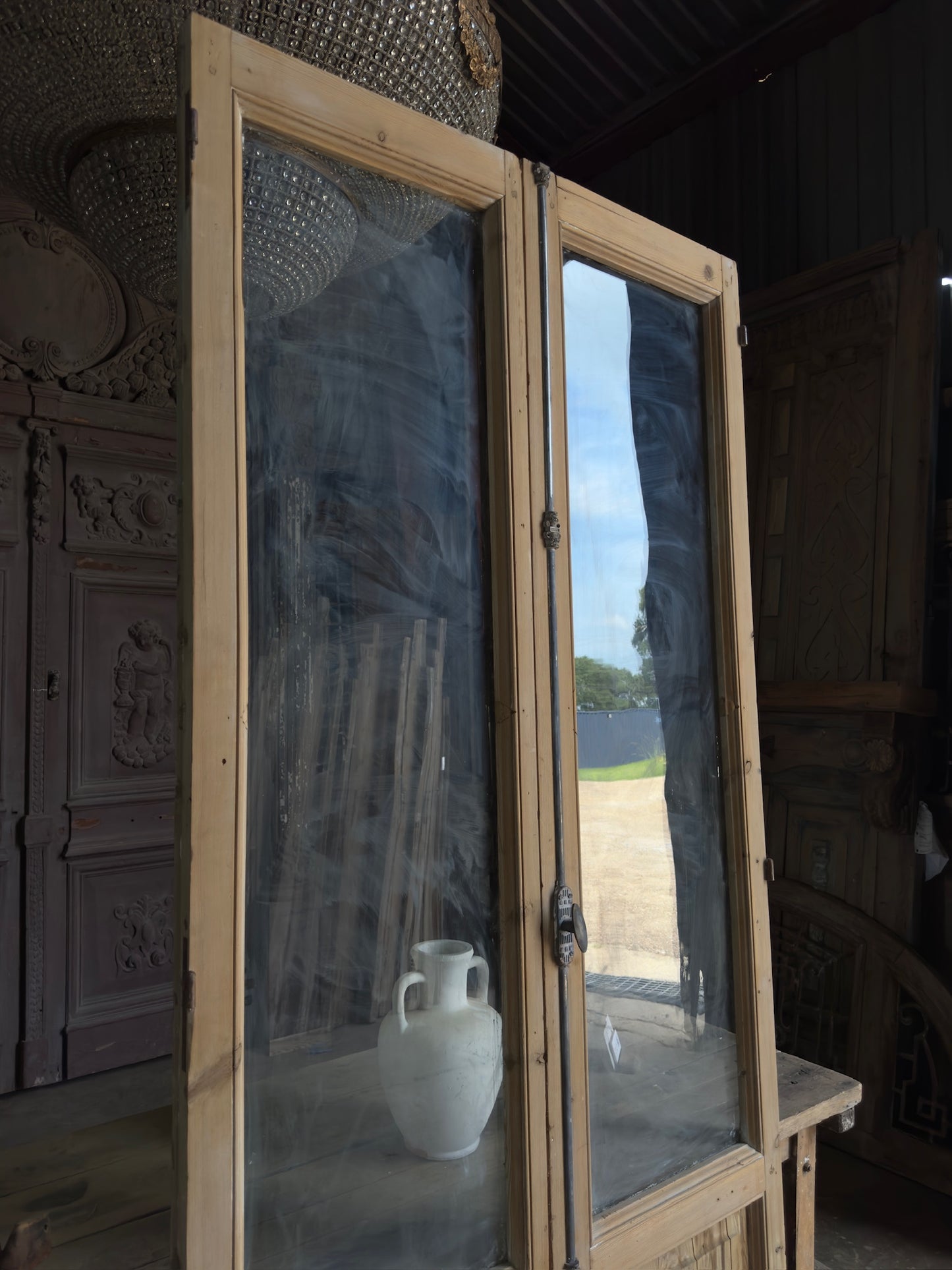 Tall Open Glass Antique French Doors - 46.25x100.5 K96
