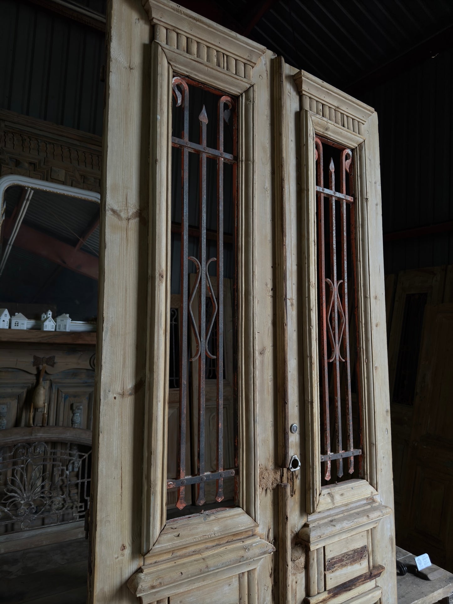 Fluted Antique Iron French Doors - 39.75x100.25 H192