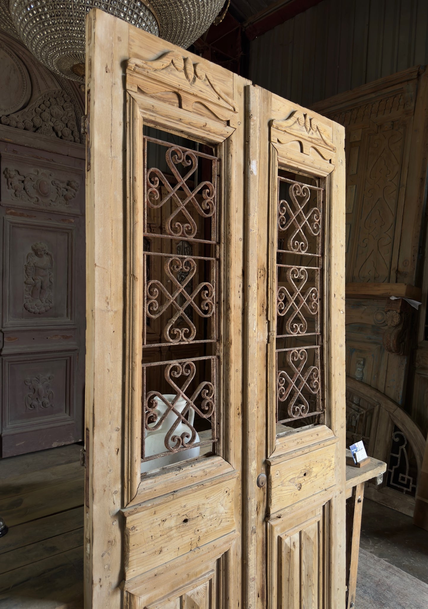 Antique Iron French Double Doors - 43.5x88.5 K294