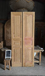 3 Panel Carved Antique Solid French Doors - 41x96.5 - L403