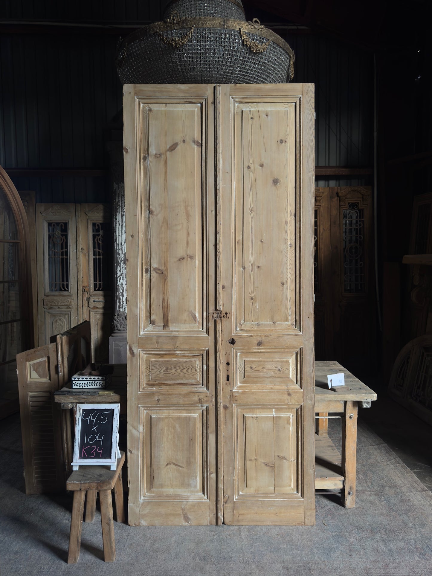 3 Panel Baltic Pine French Doors - 44.5x104 K34