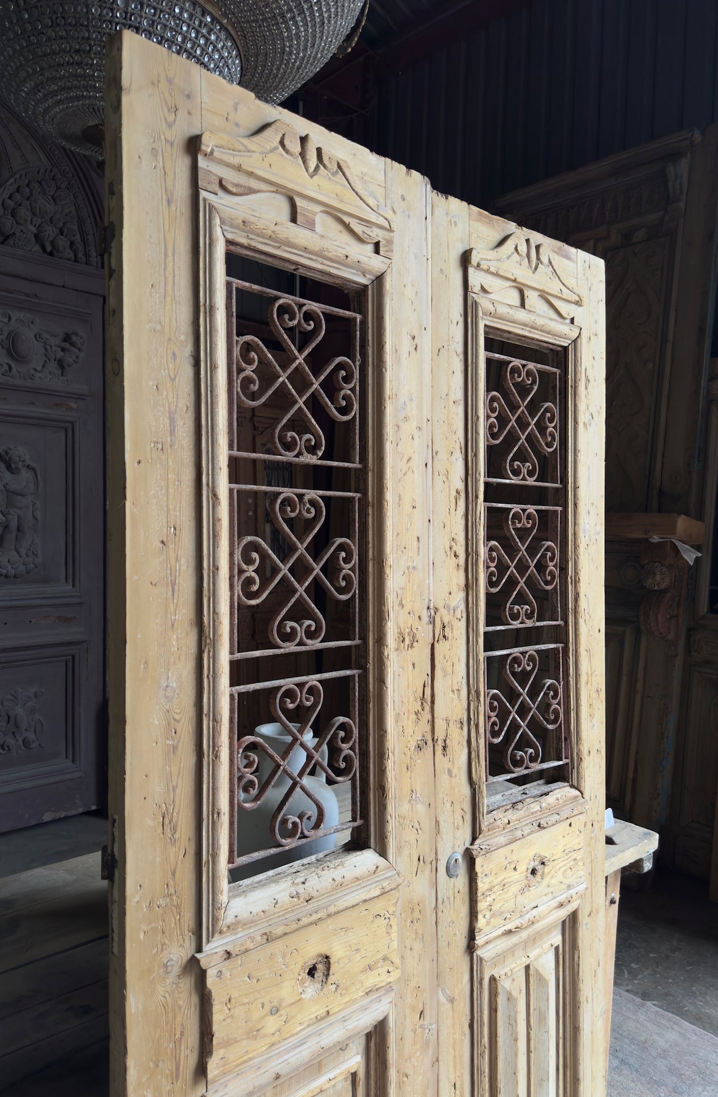 Antique Iron French Double Doors - 48.25x87 H470