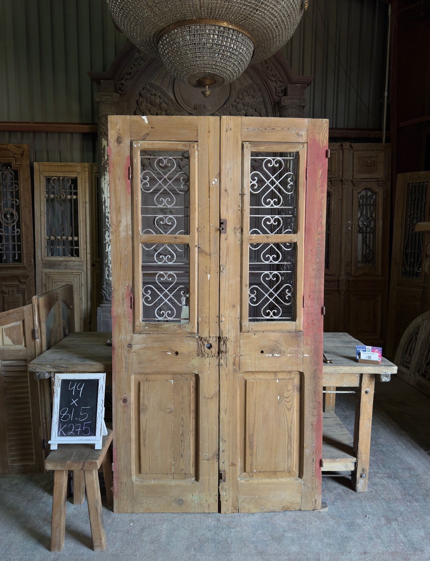 Antique Iron French Double Doors - 44x81.5 K275
