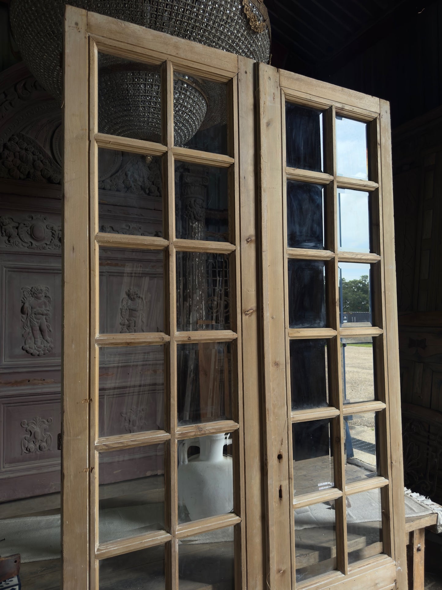Grand Antique Glass French Doors - 50.25x99.75 J513