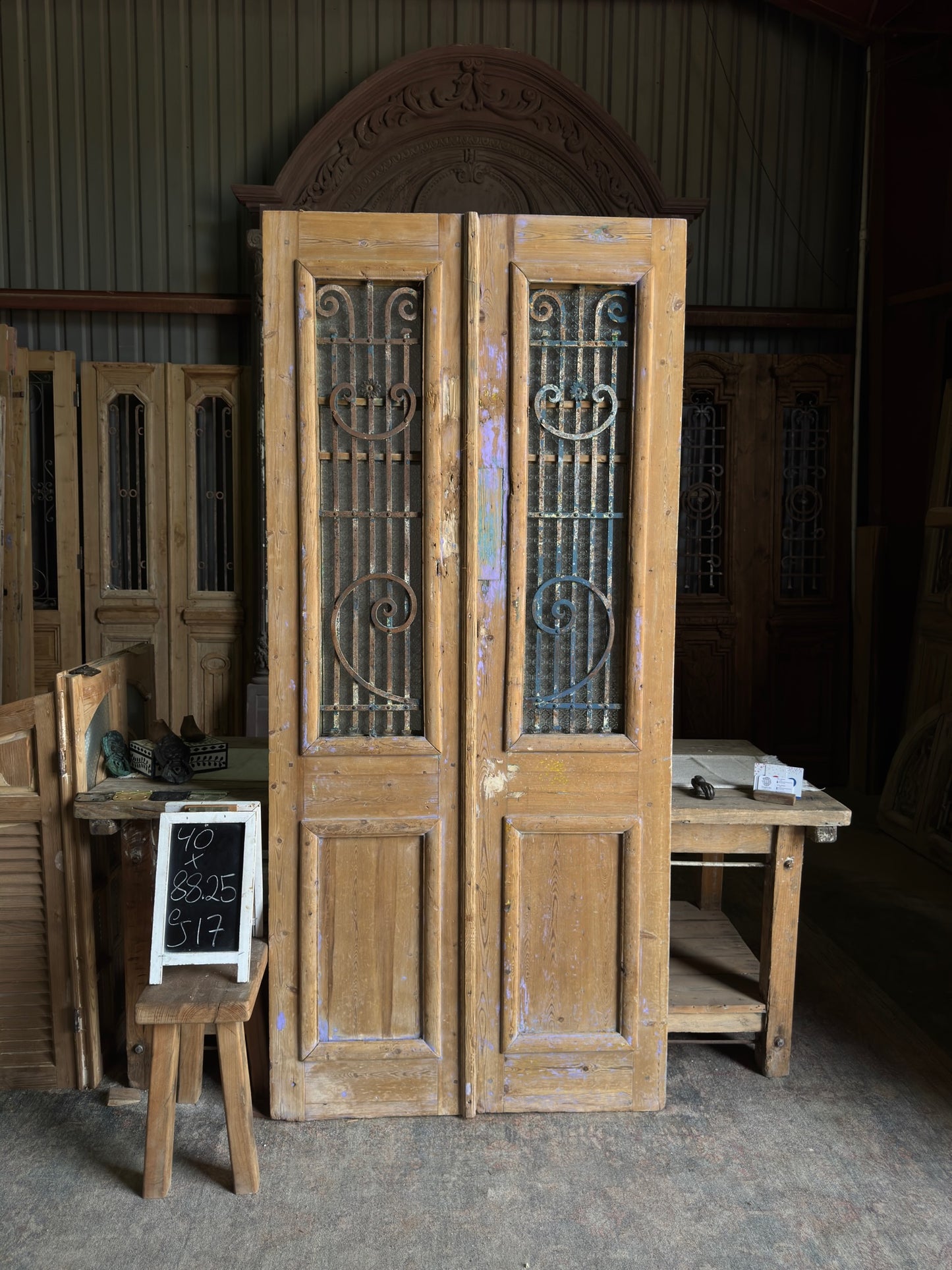 19th Century Antique Iron French Doors - 40x88.25 J17