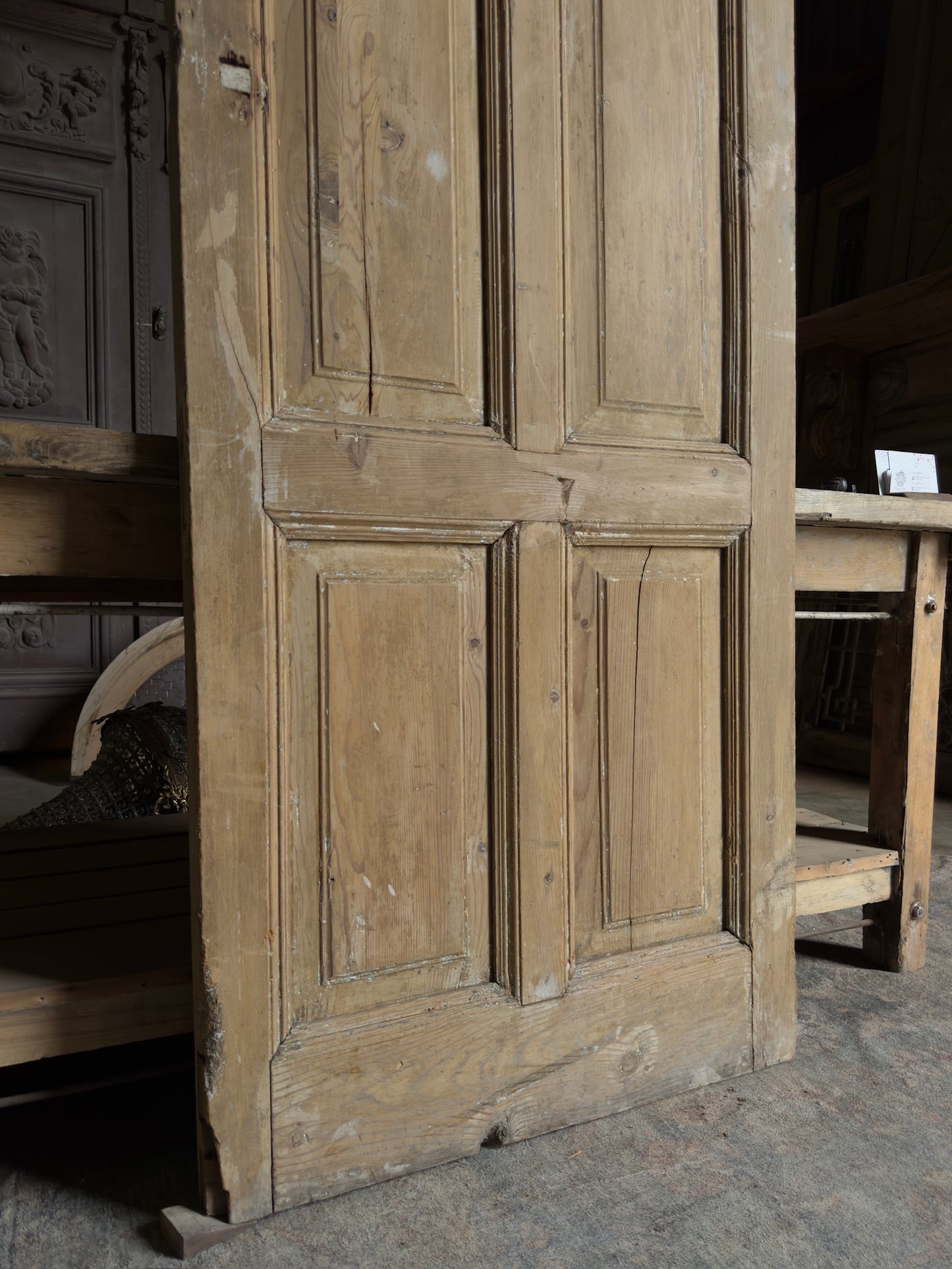 19th Century European Antique Glass Single Door - 31.25x93.25 J251