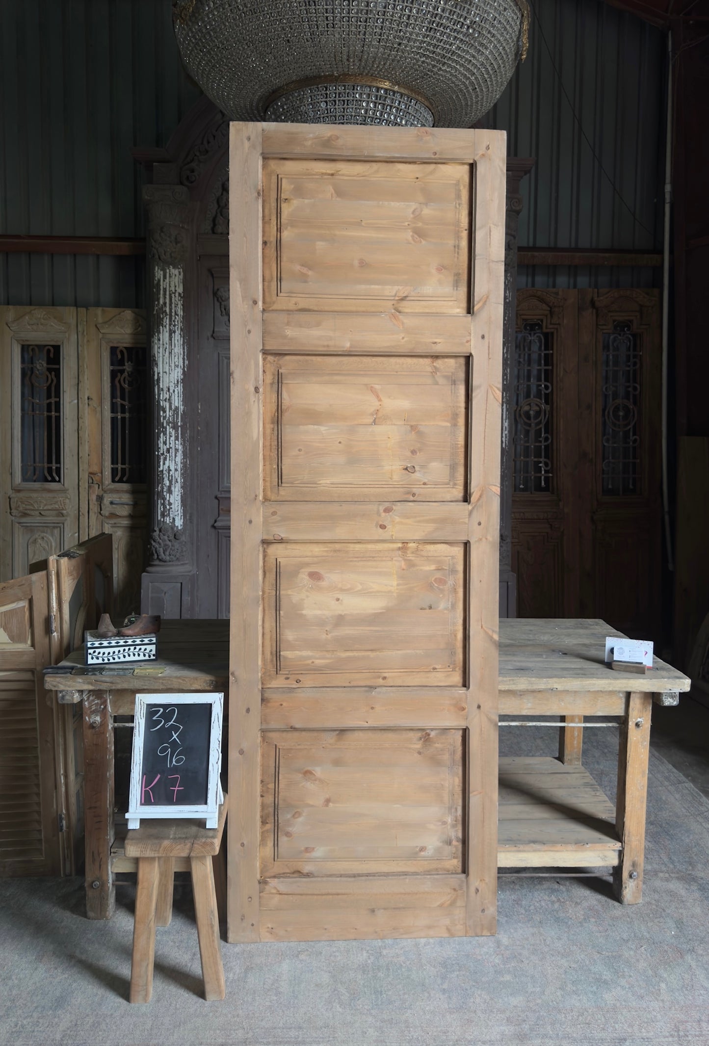 Handcrafted 4 Panel Carved Single Door - 32x96 K7