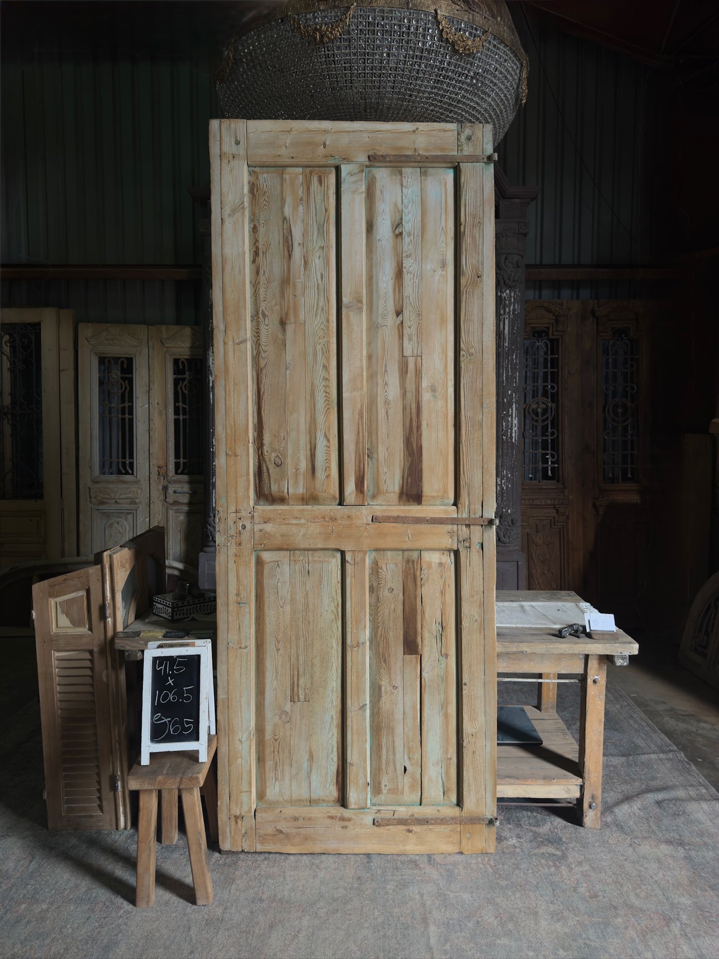 Large Carved Single Antique Door Slab - 41.5x106.5 J65