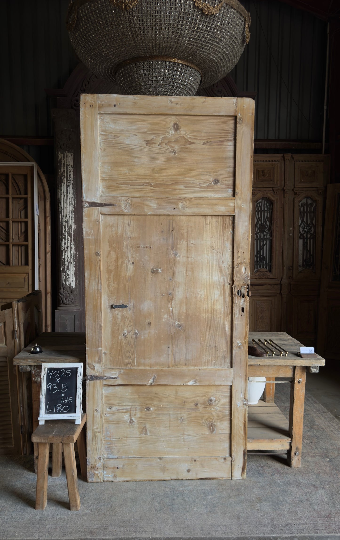 3 Panel Single Solid Antique Door - 40.25x93.5 - L180