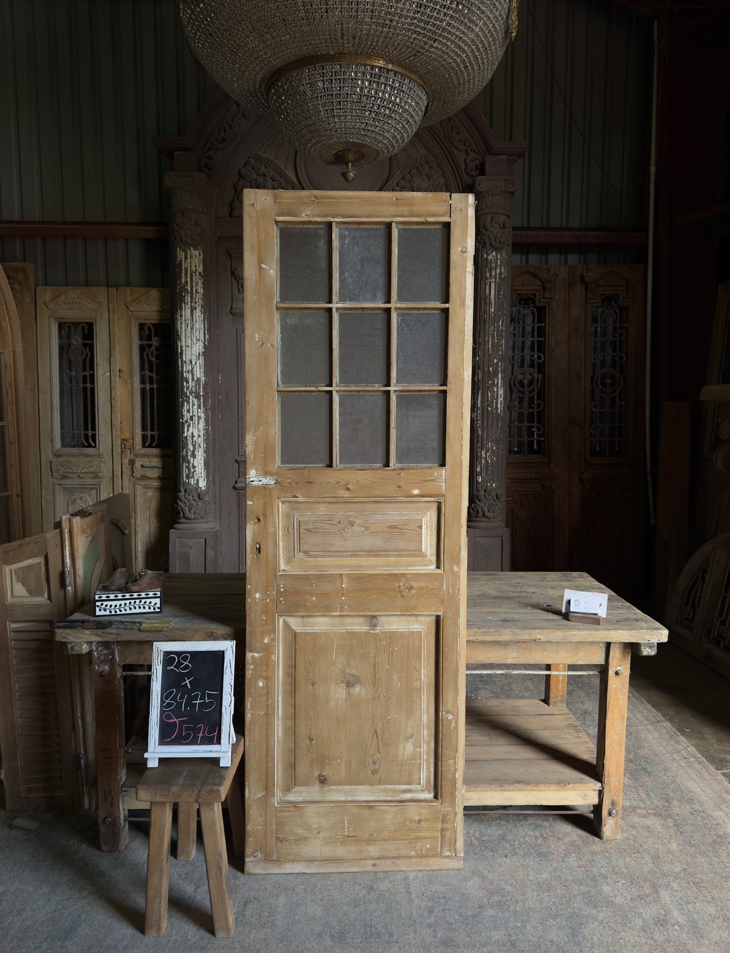 9 Lite Antique Glass Single Door - 28x84.75 J574