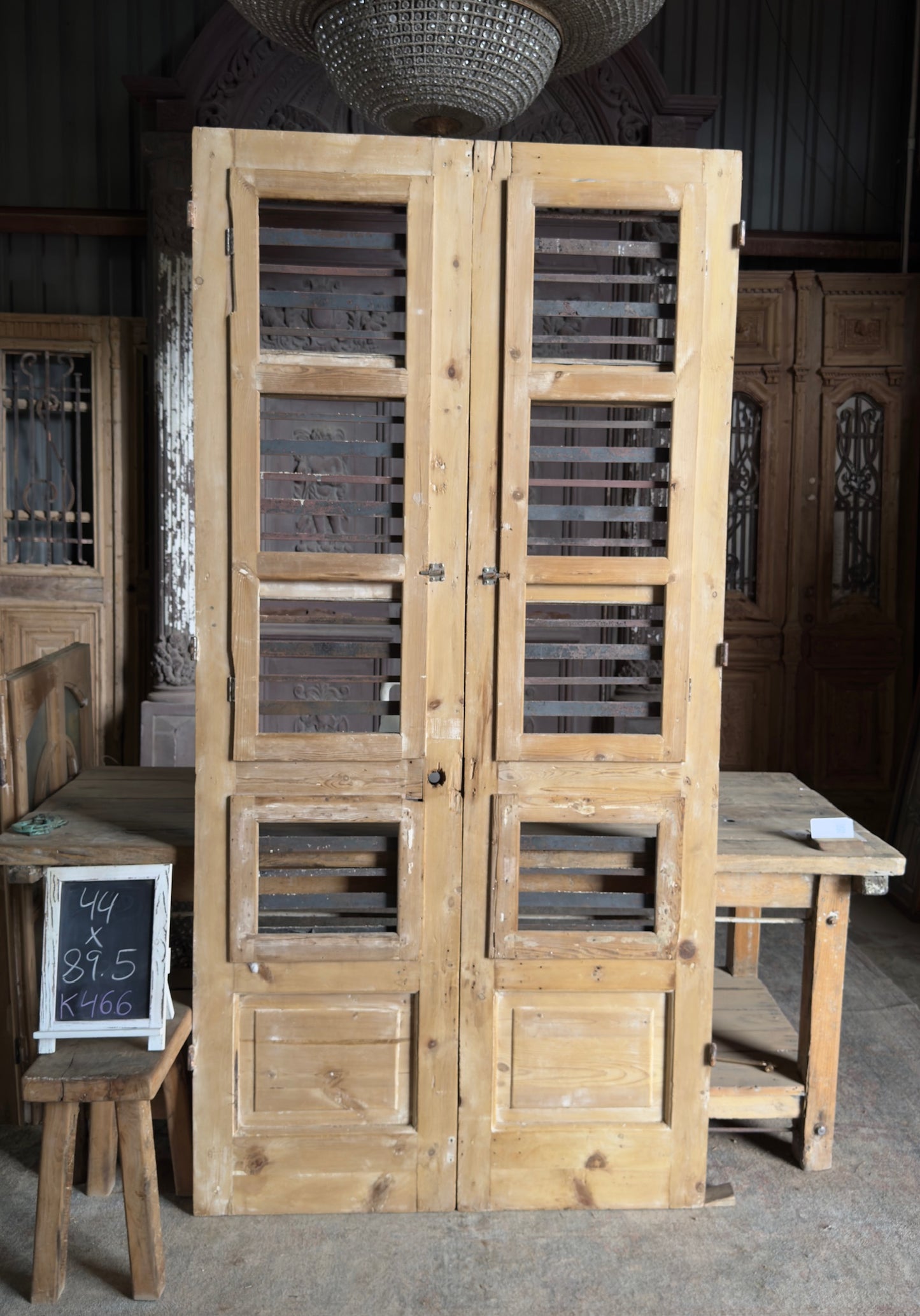 Horizontal Pattern Antique Iron French Doors - 44x89.5 K466