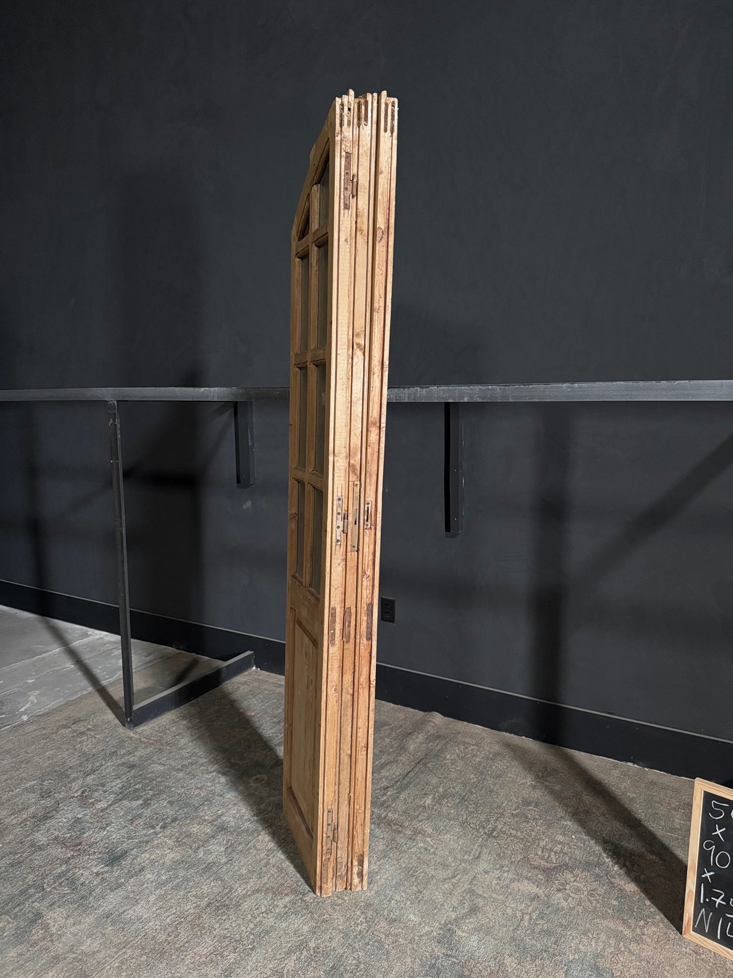 Antique Obscured Glass Arched Tri-Fold Doors - 54.5x90 - N144
