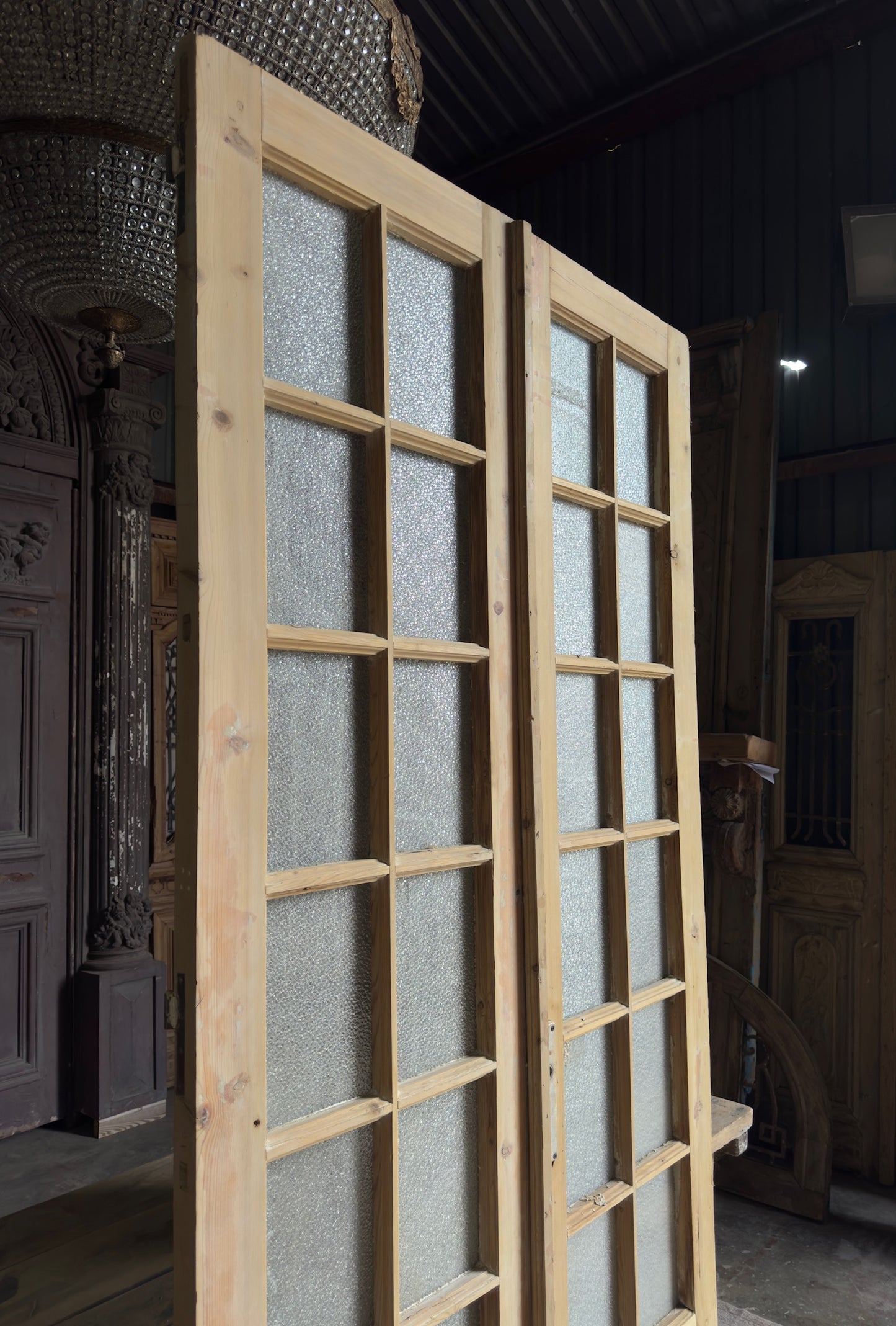 12 Lite Glass Antique French Doors - 47.75x99 K251