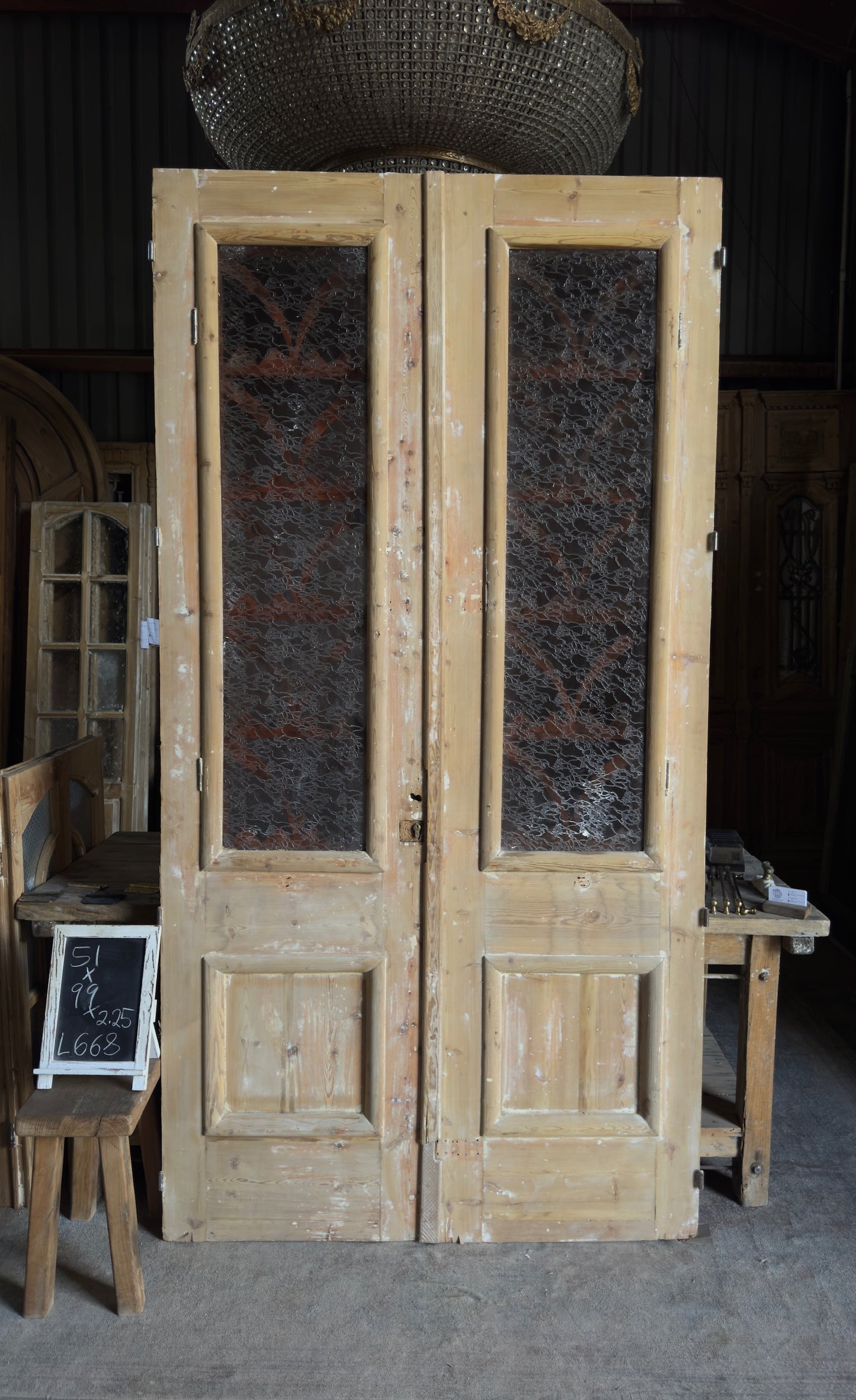 Antique Iron 2 Panel Double Doors - 51x99 - L668