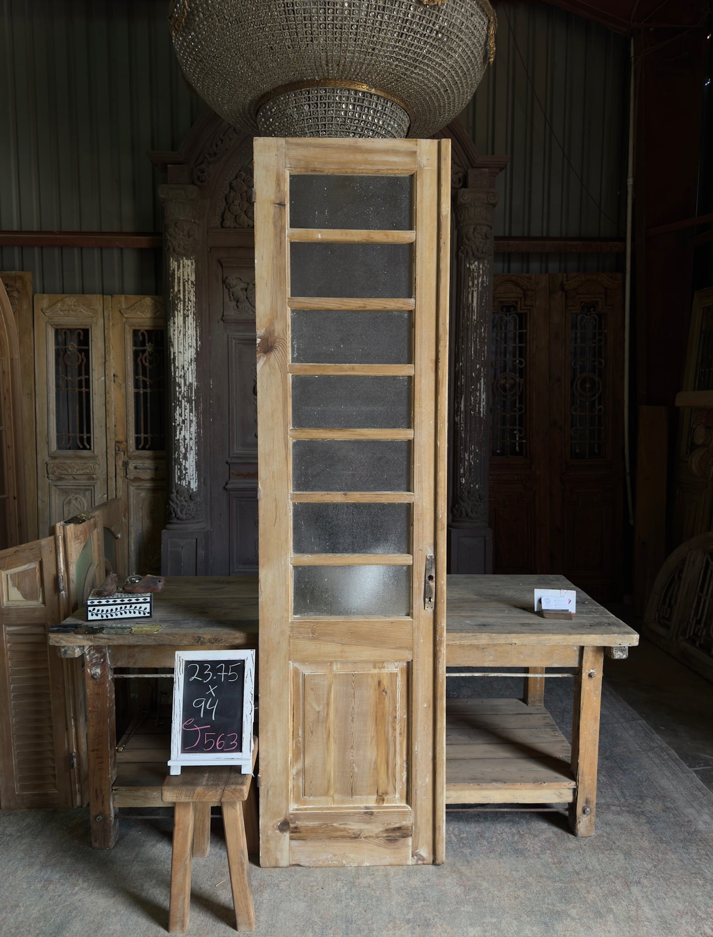 7 Lite Antique Glass Single Door - 23.75x94 J563