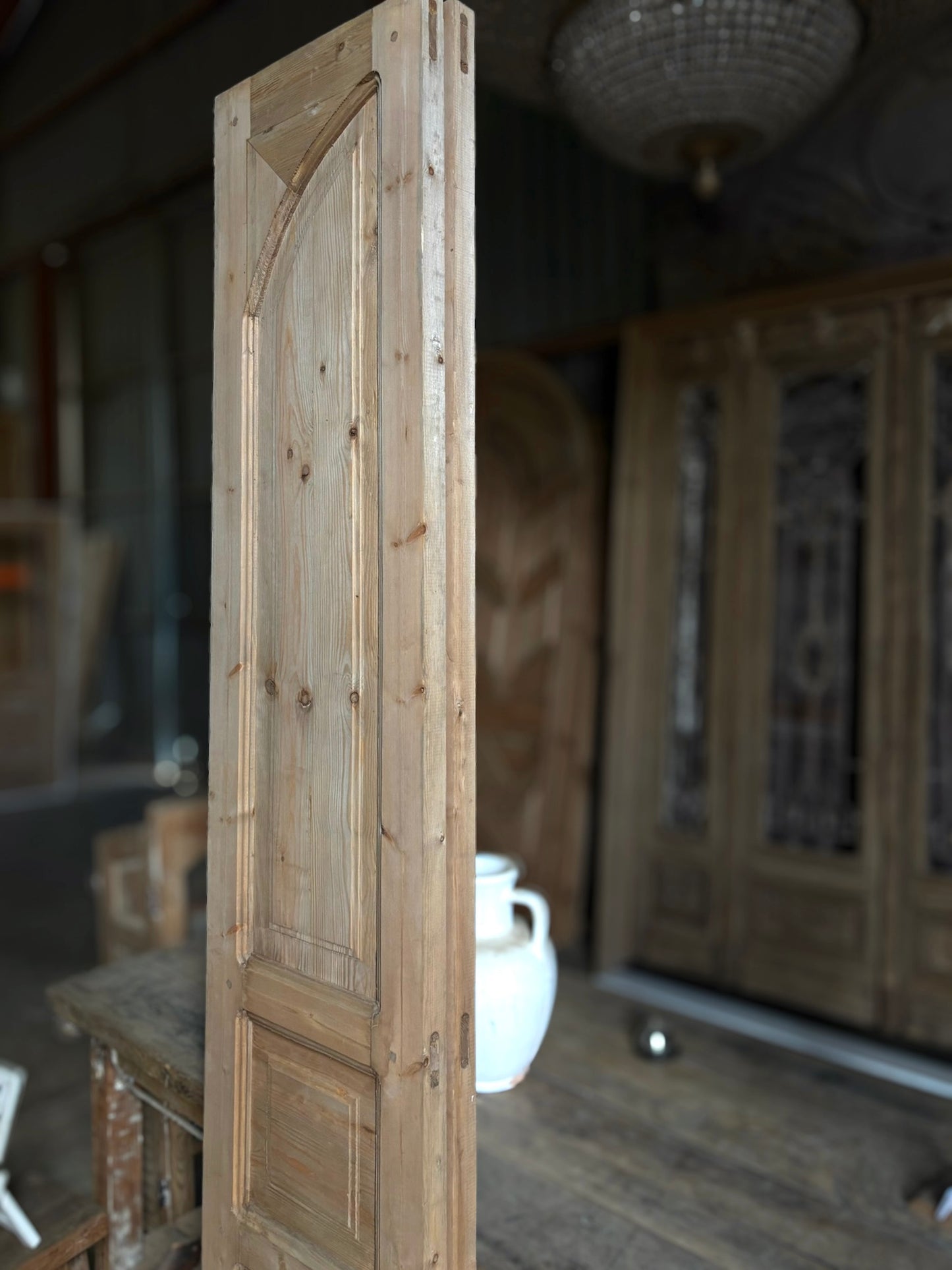 Handcrafted 3 Panel Arched Carved French Doors - 36x96 K5