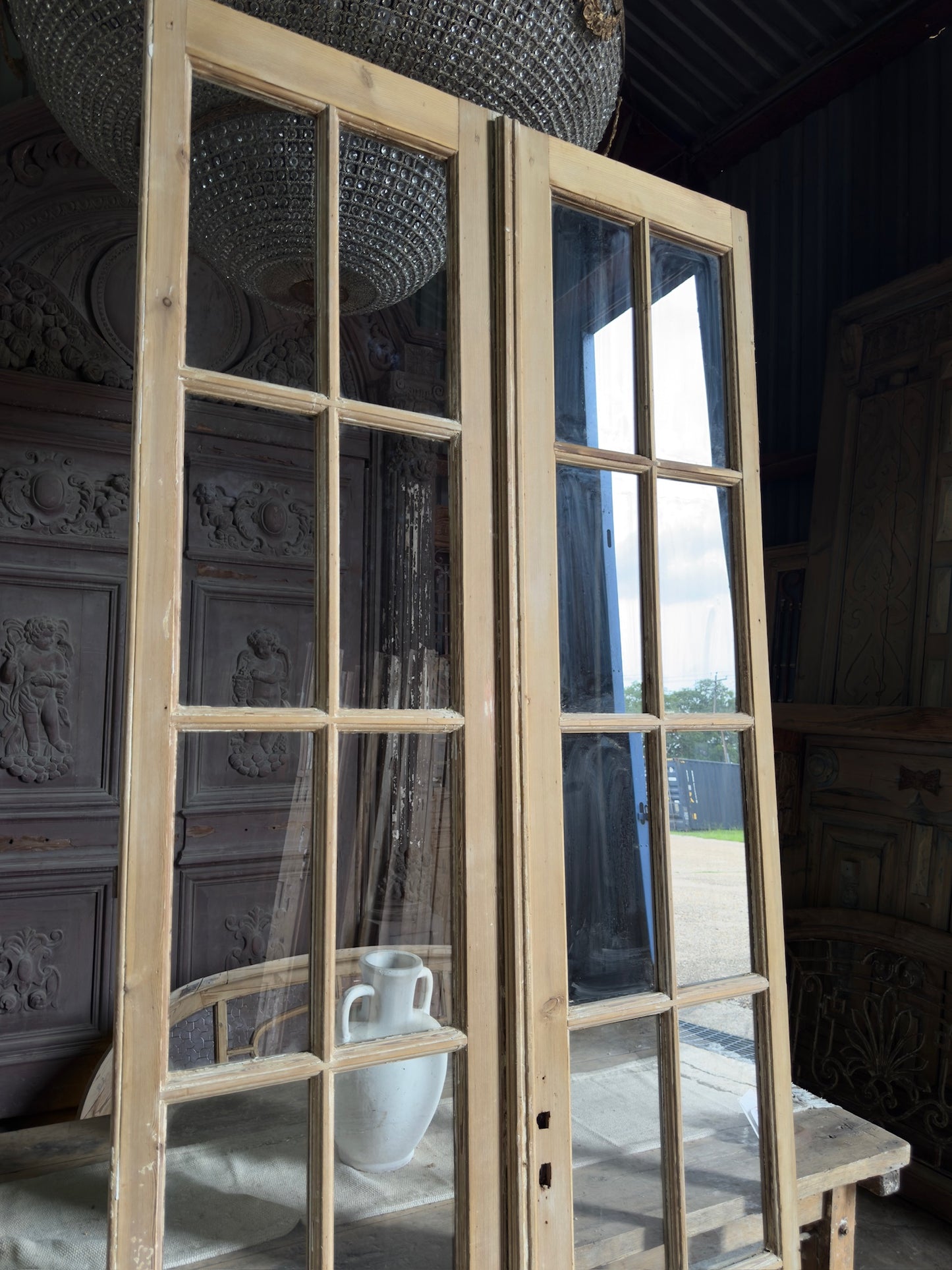 Elegant Antique Glass French Doors - 45.5x105.5 J199