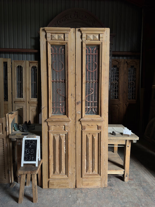19th Century Antique Iron French Doors - 39.25x93.5 J37