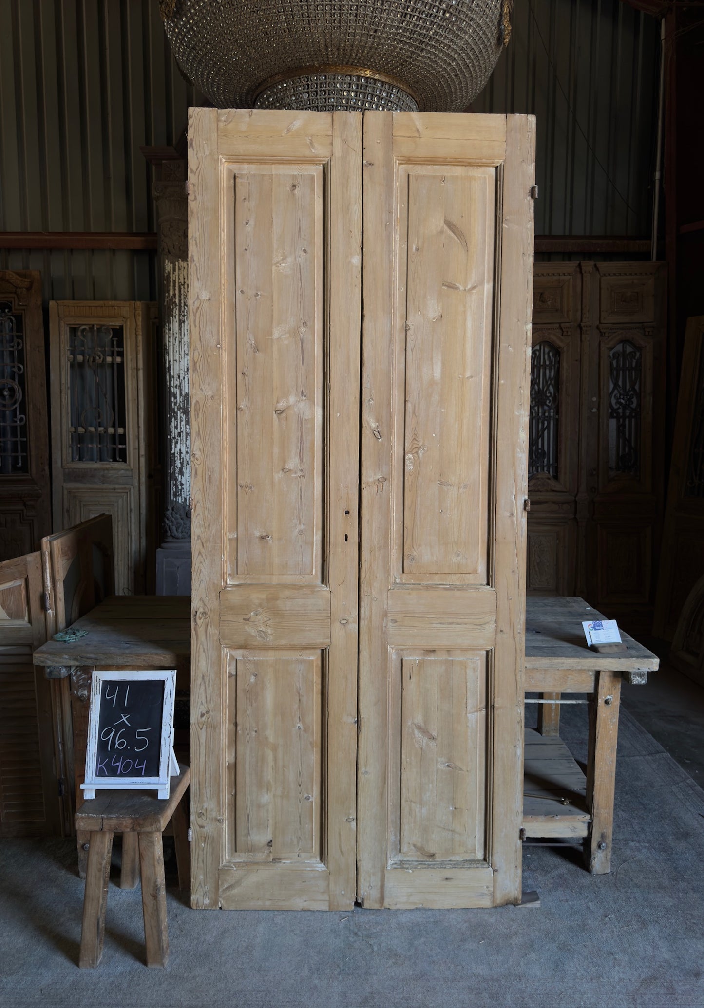 Raised Molding 2 Panel Antique Solid French Doors - 41x96.5 K404