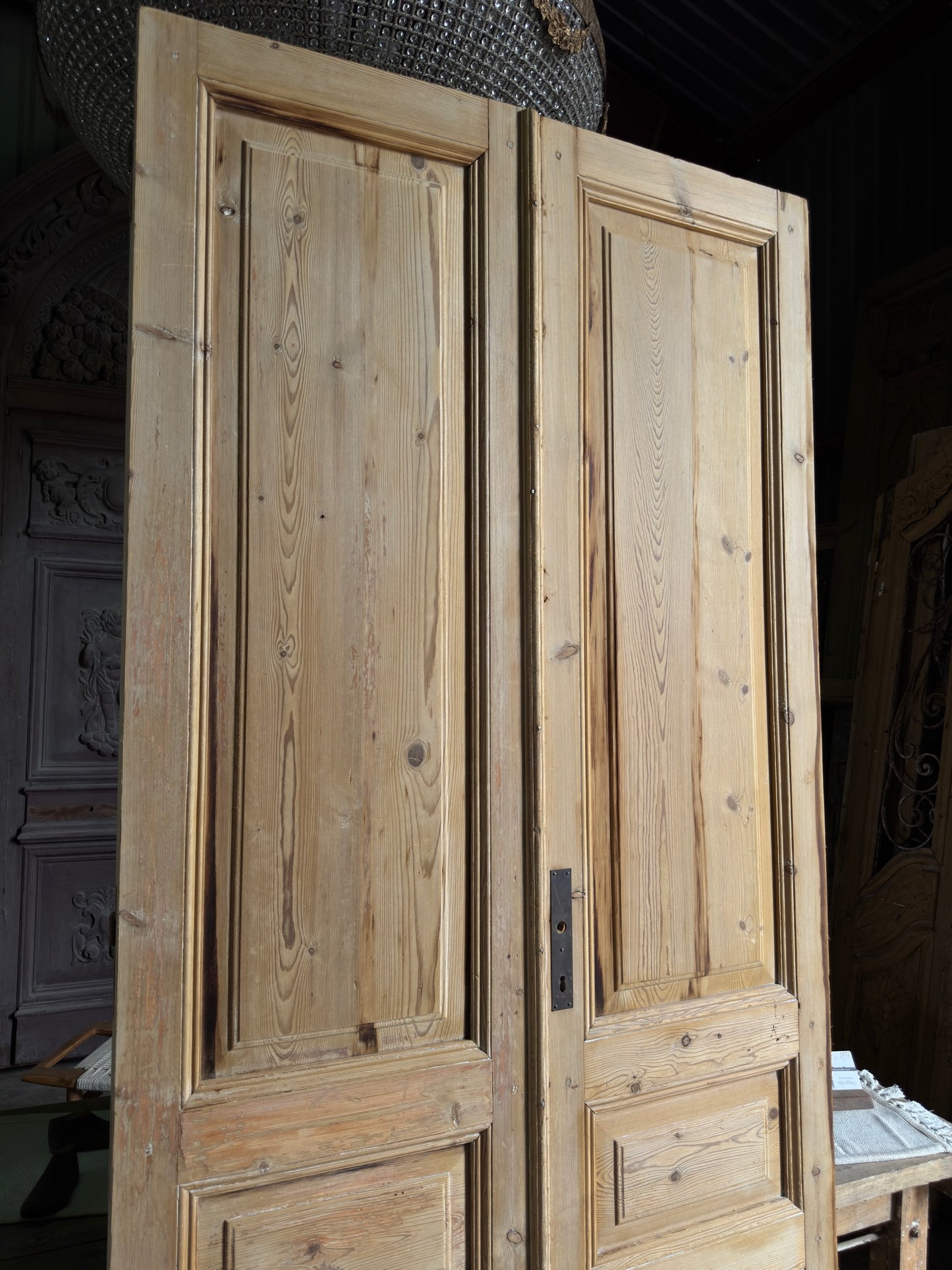 3 Panel Antique Solid French Doors - 45.25x100 J443