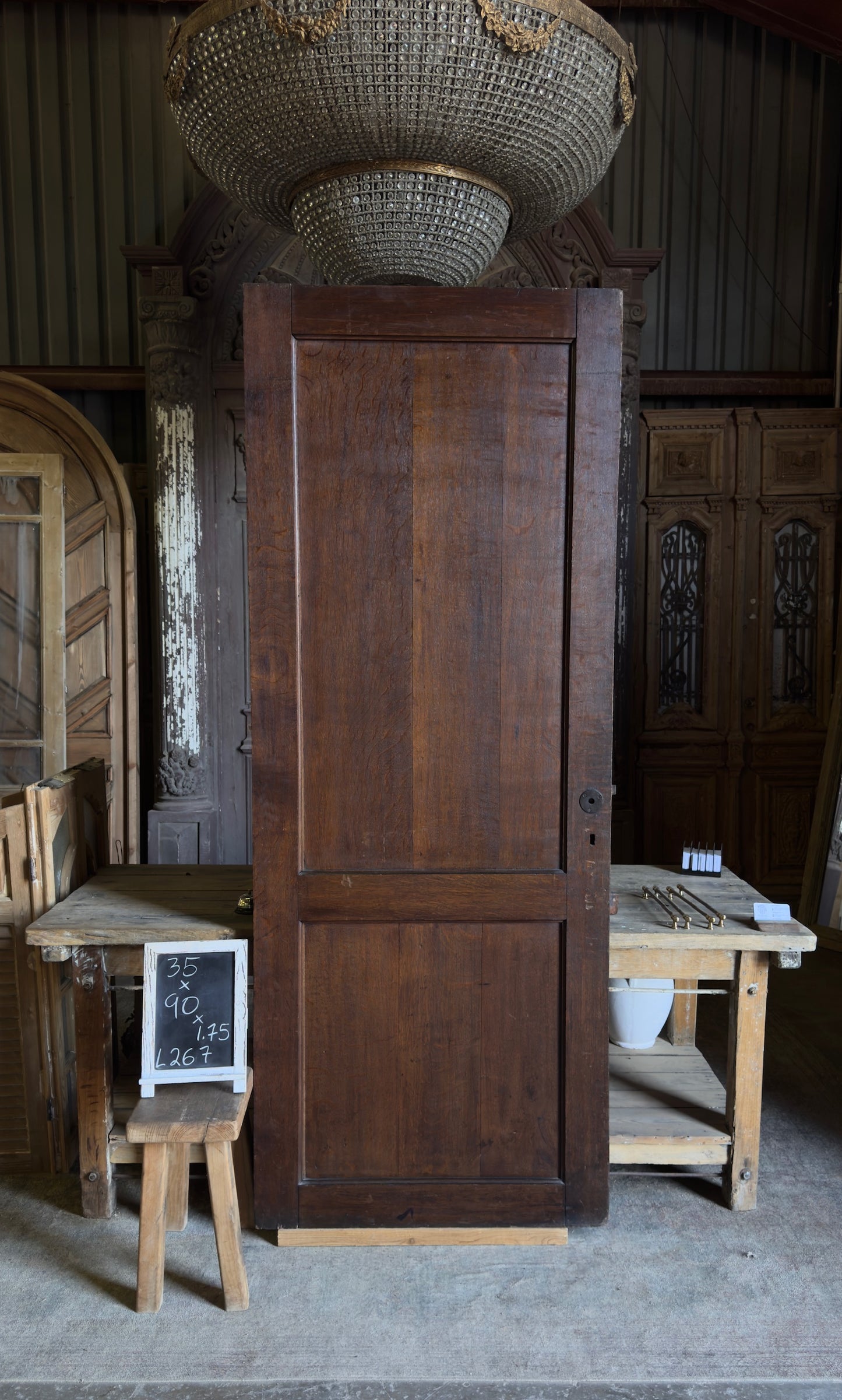 French Provincial Oak 2 Panel Antique Single Door - 35x90 - L267