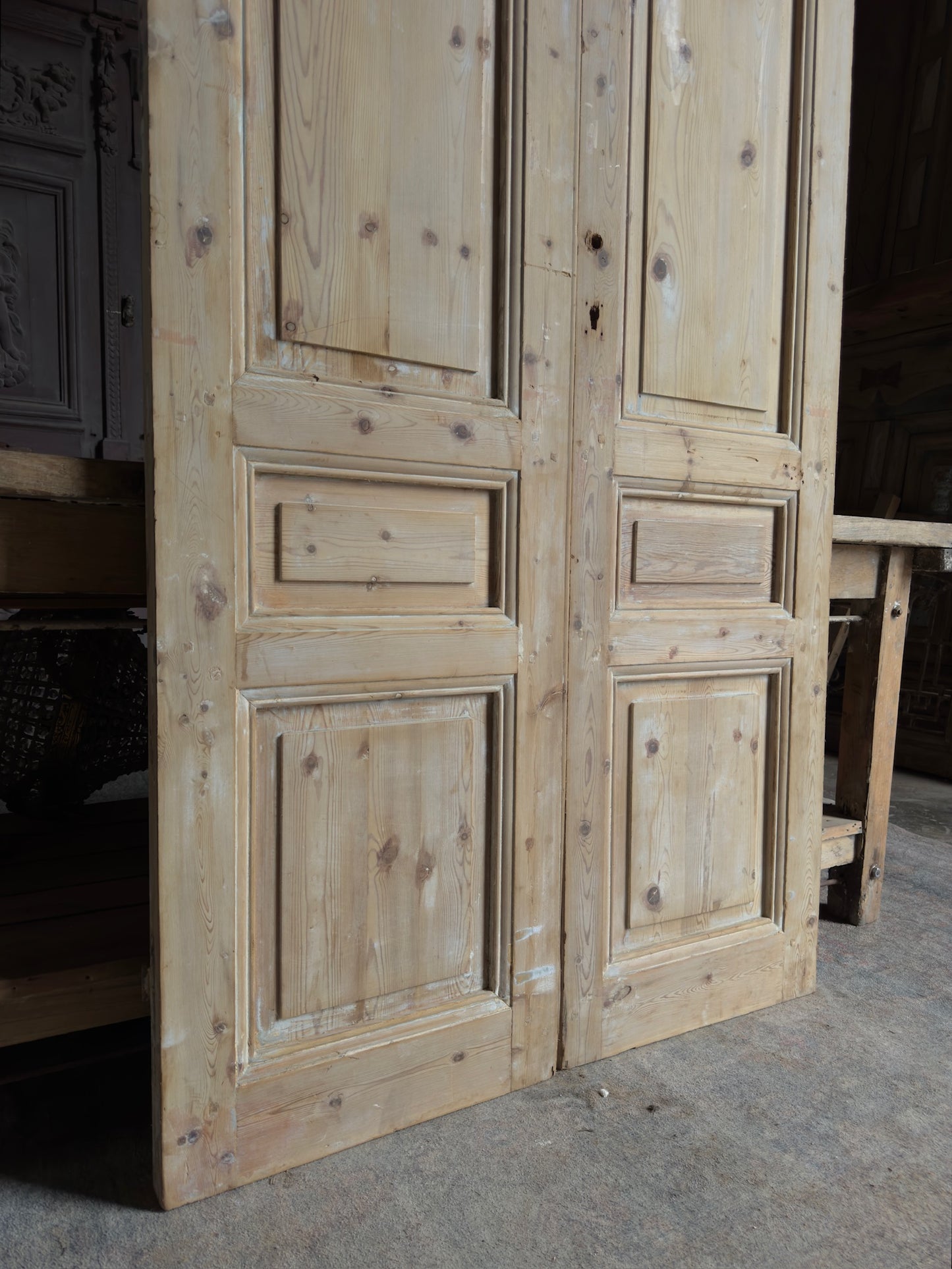 3 Panel Antique Solid French Doors - 40.75x90 K136