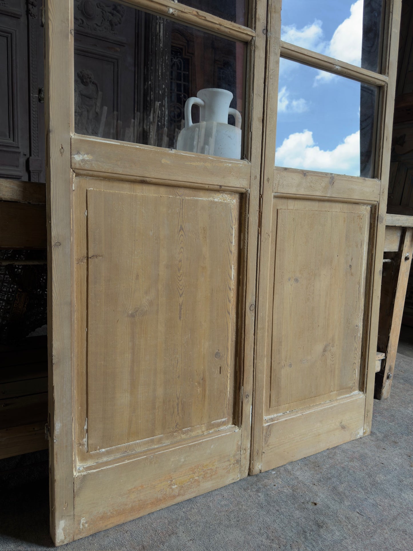 8 Lite European Antique Glass French Doors - 42.5x87 K90