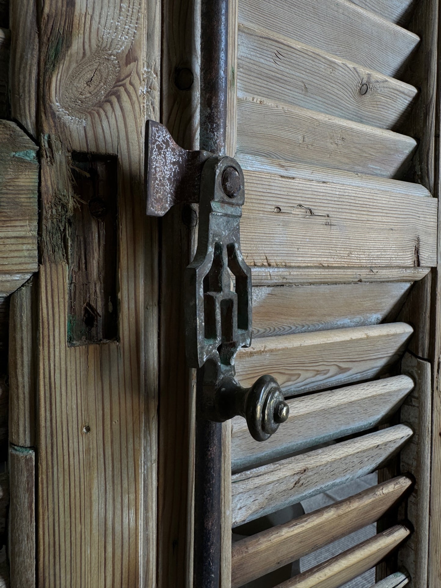 Tall European French Antique Louvered Shutters - 45.5x120.25 J313