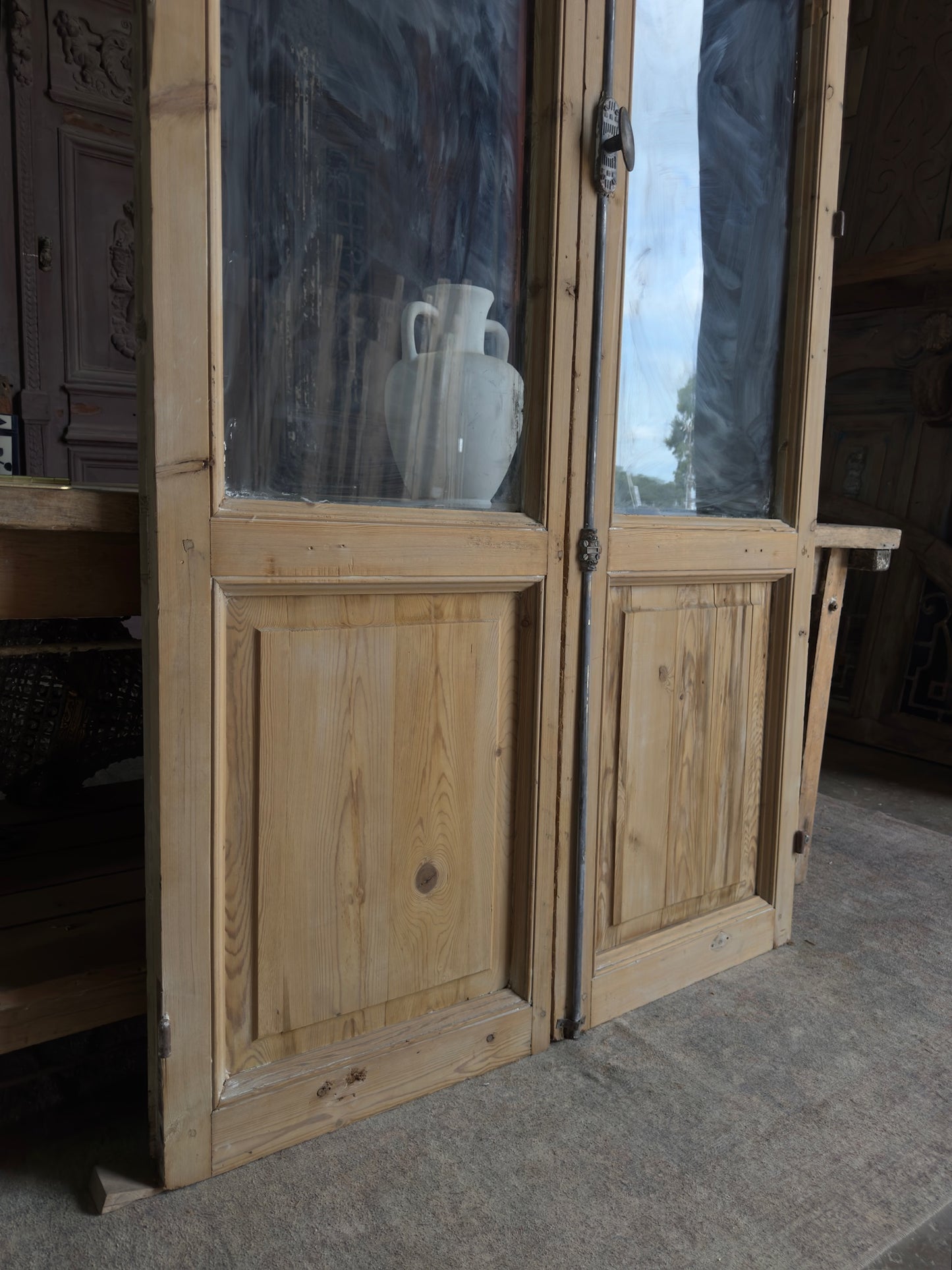 Tall Open Glass Antique French Doors - 46.25x100.5 K96