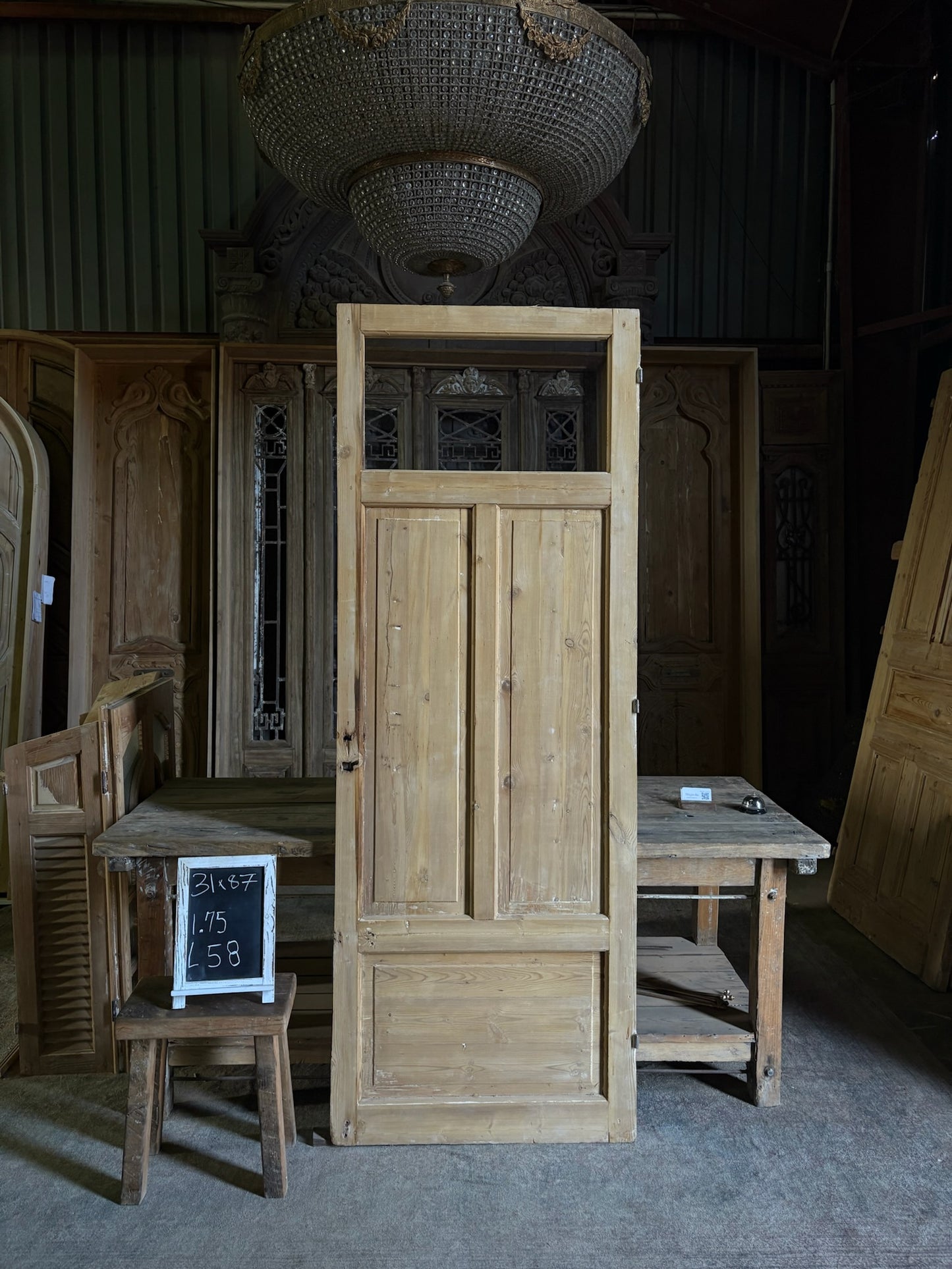 19th Century European Antique Glass Single Door - 31x87 - L58