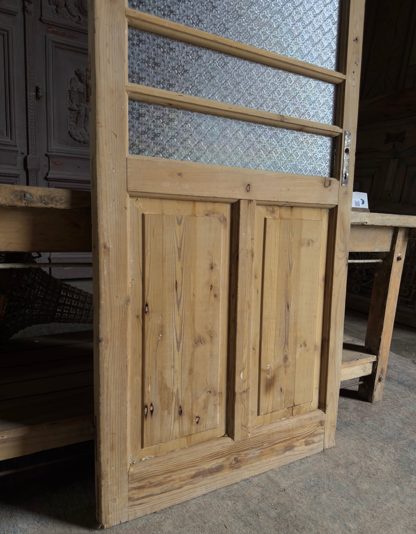 19th Century Antique Glass Single Door - 31.5x85