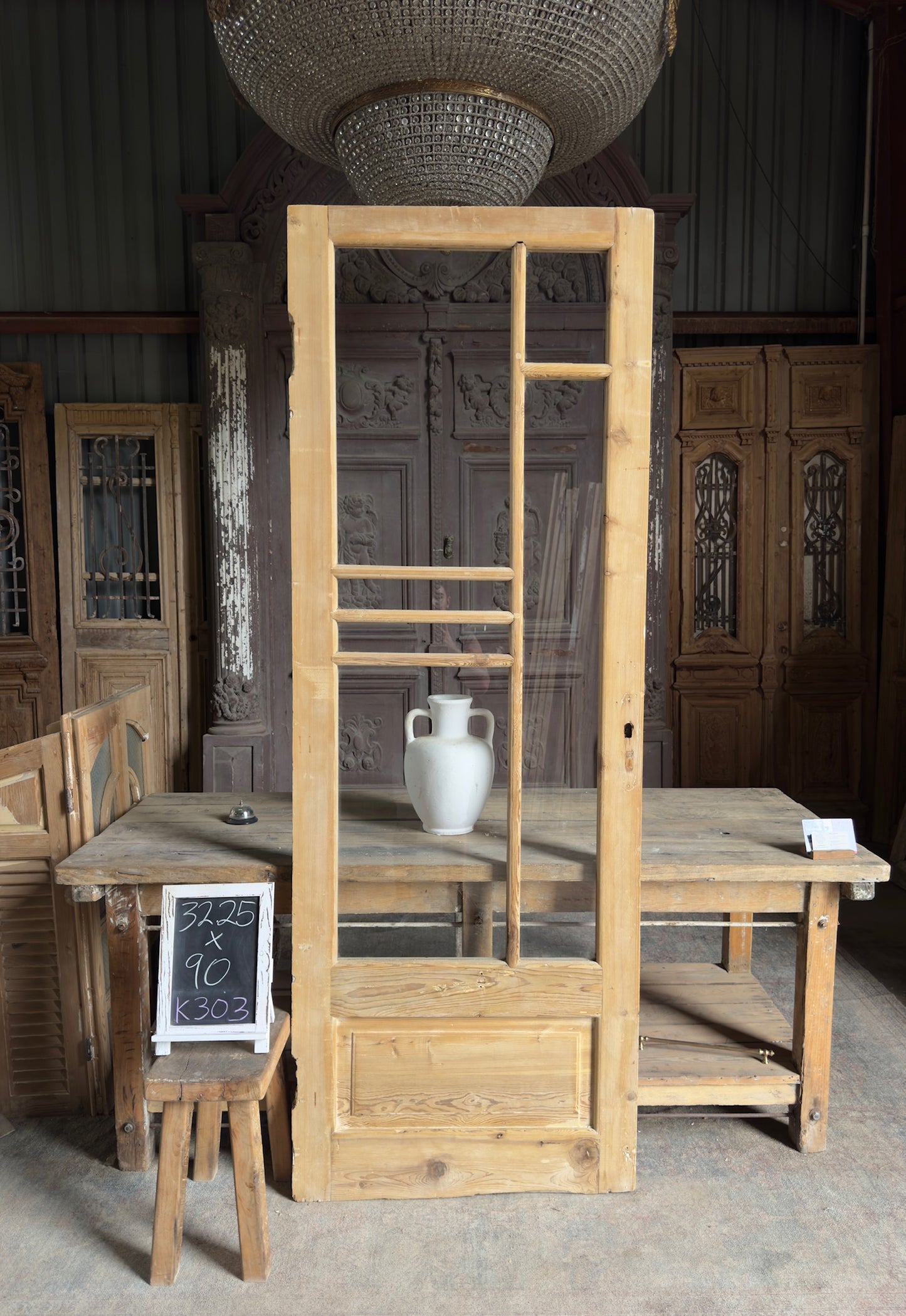 Unique Single Antique Glass Door - 32.25x90 K303