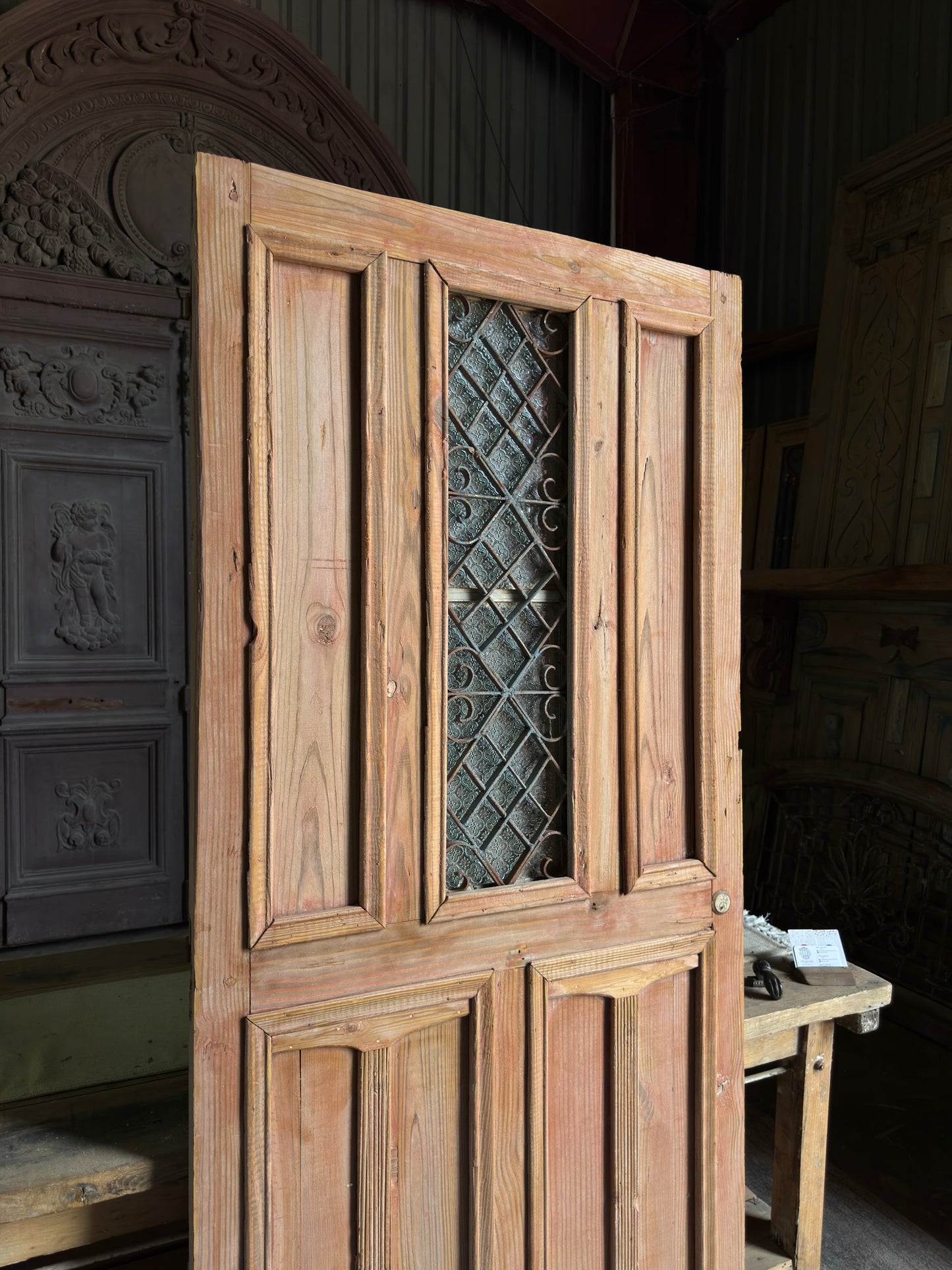 Unique Antique Iron and Glass Single Door - 36.5x83.5 J87