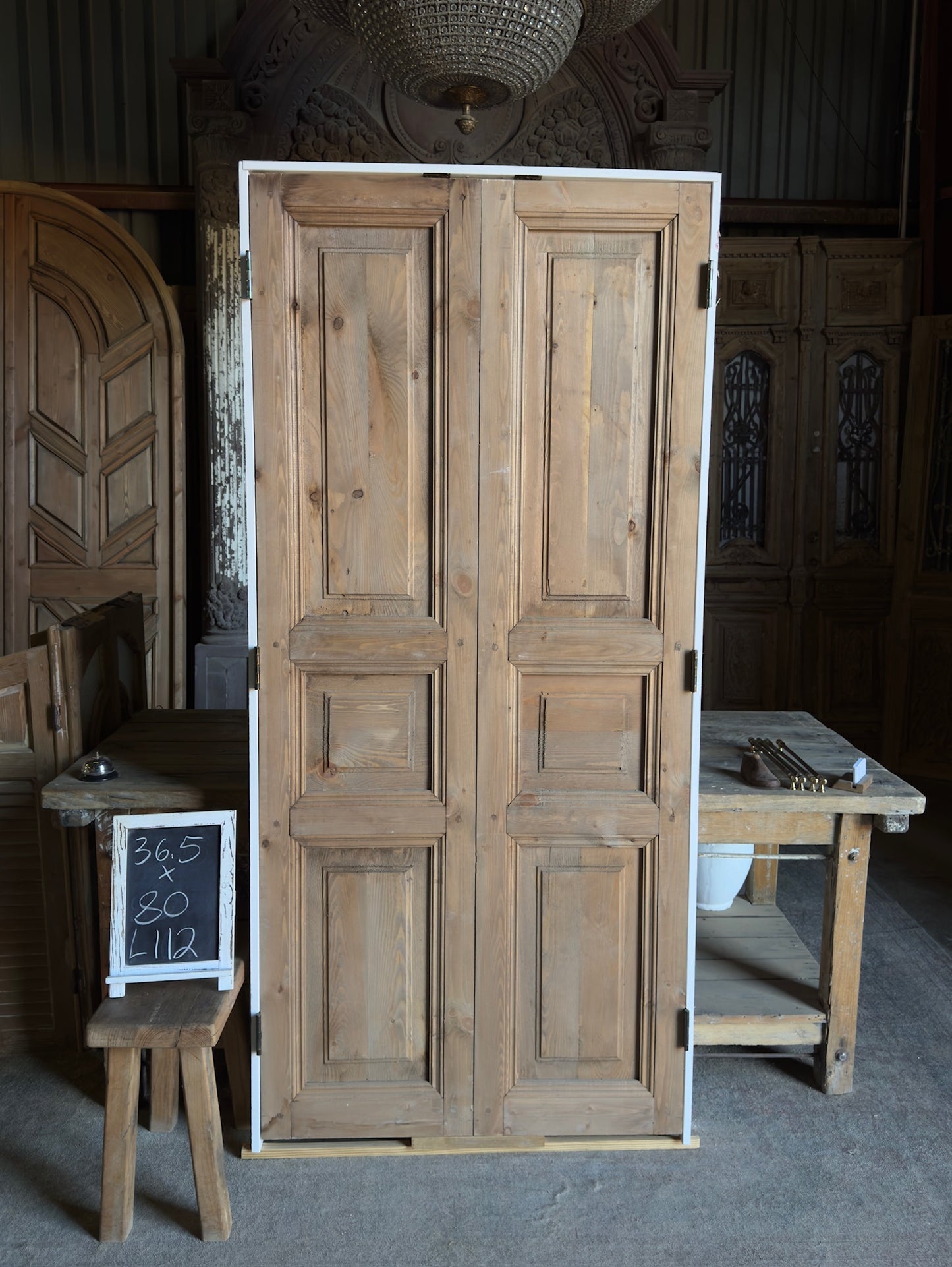 (Pre-Hung) Handcrafted 3 Panel Solid French Doors - 36x80 - L112