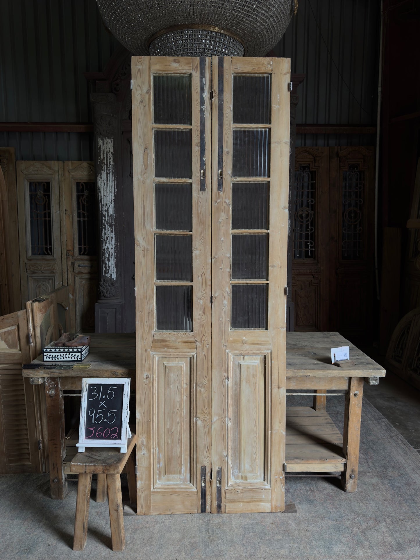 Antique 5 Lite French Doors - 31.5x95.5 J602