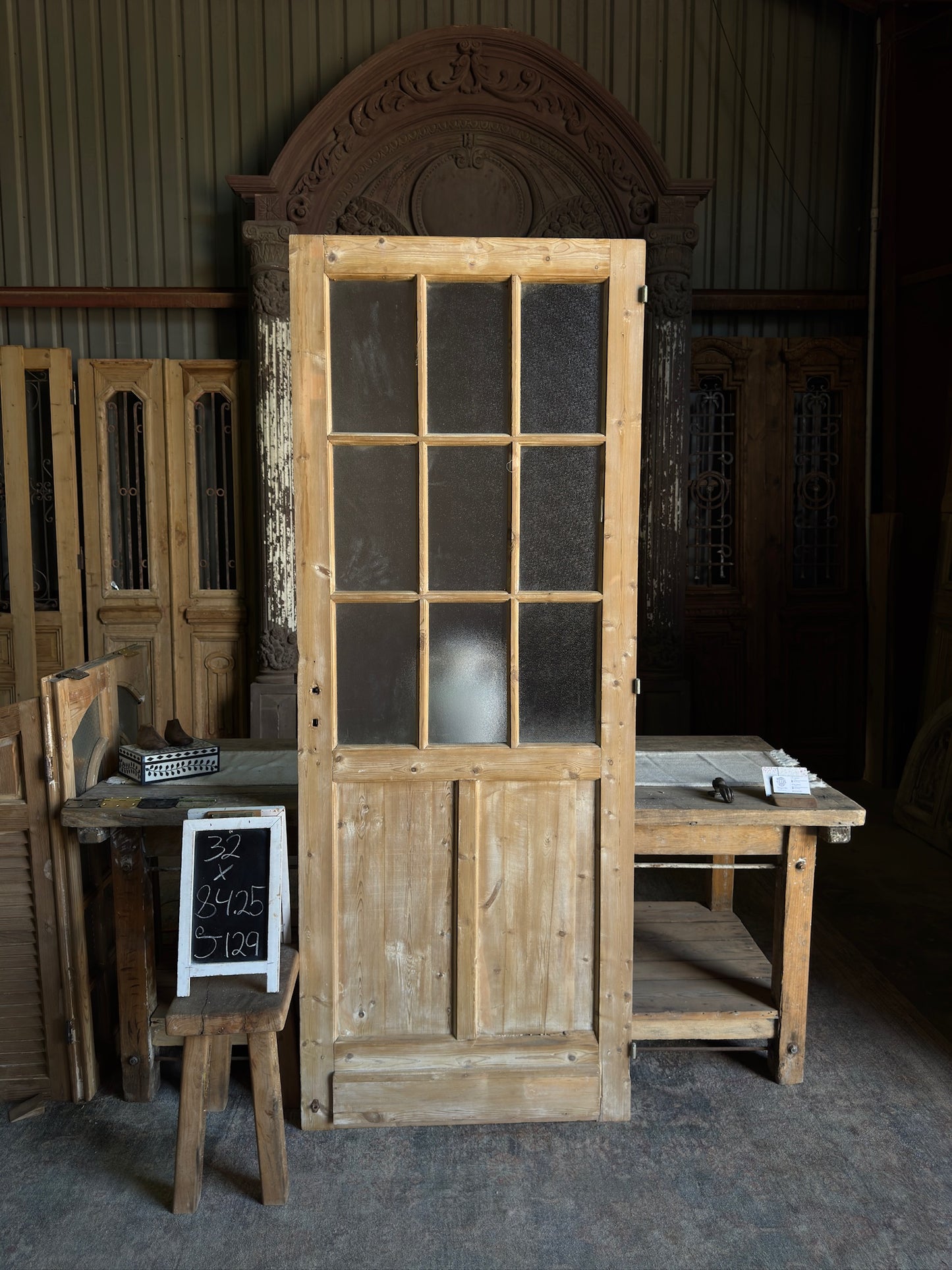 9 Light Single Antique Glass Door - 32x84.25 J129